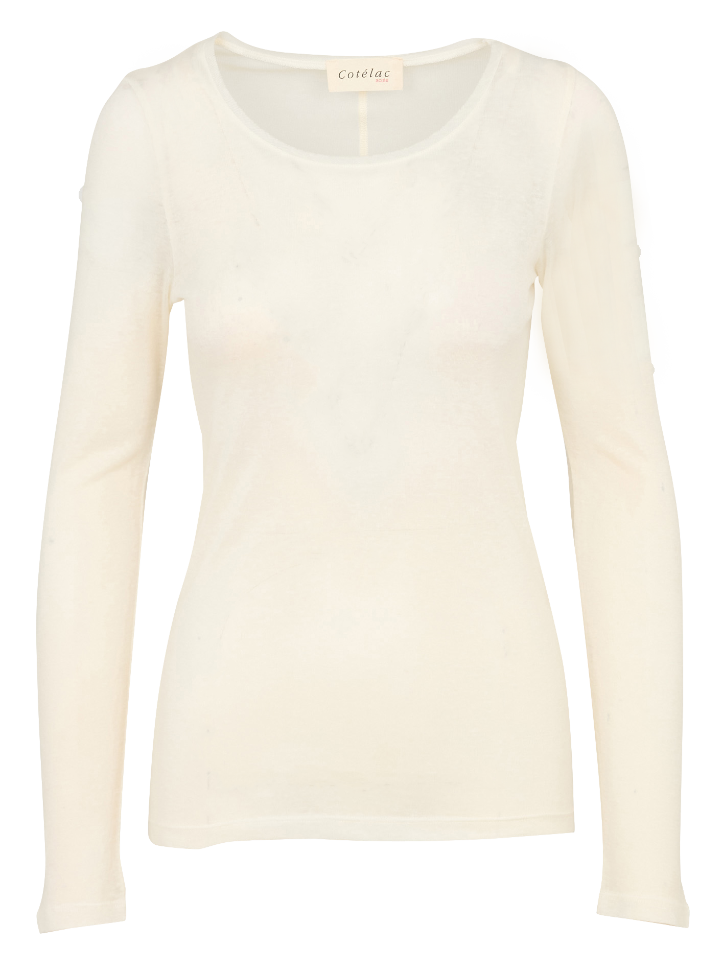 Plain long-sleeved T-shirt  Naturel