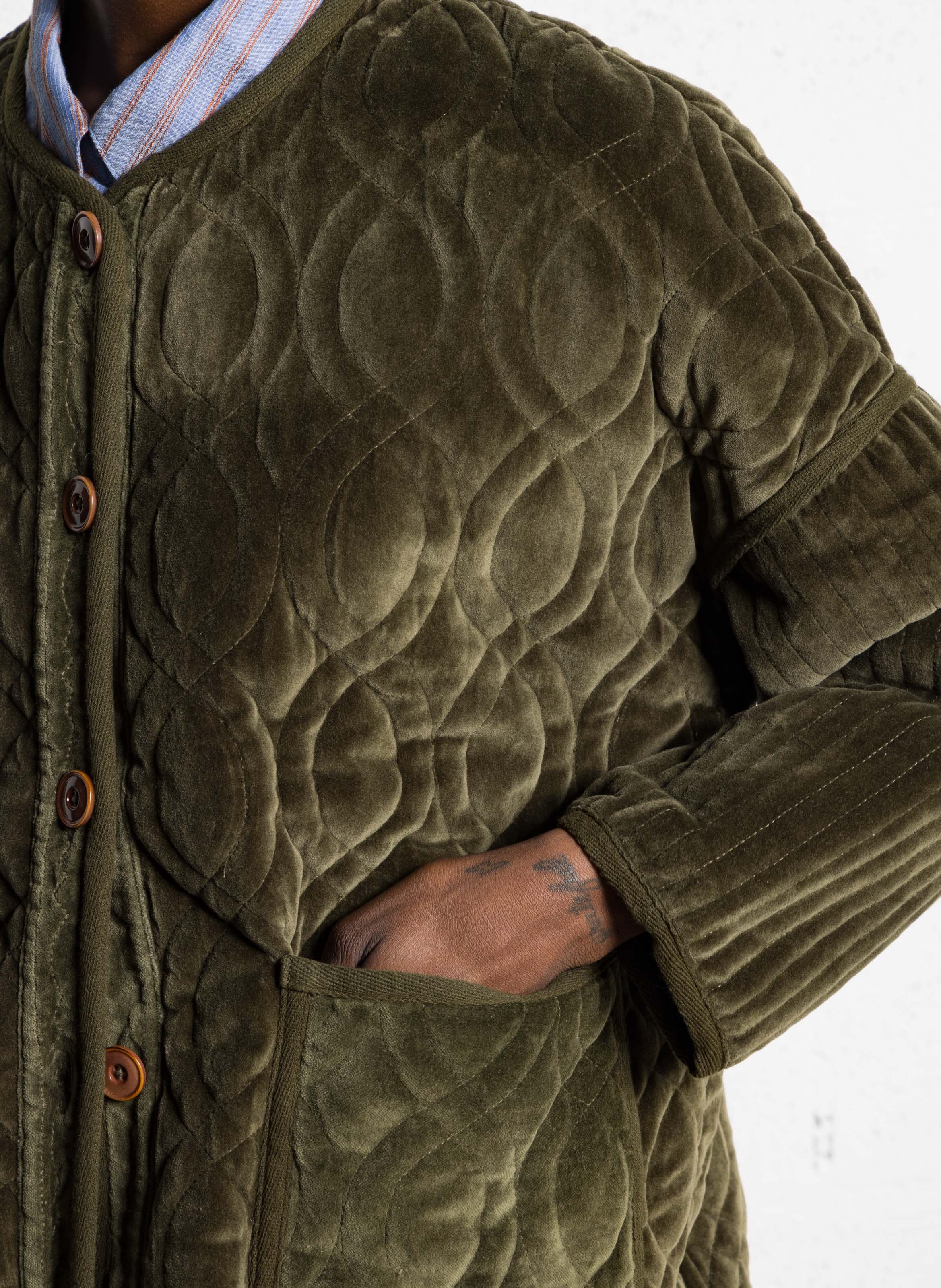 Round-neck cotton jacket SACRECOEUR Green