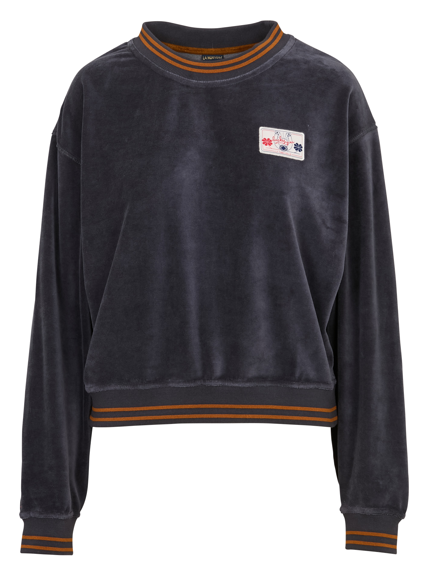 Sweat col rond en velours  LA NOUVELLE Gris