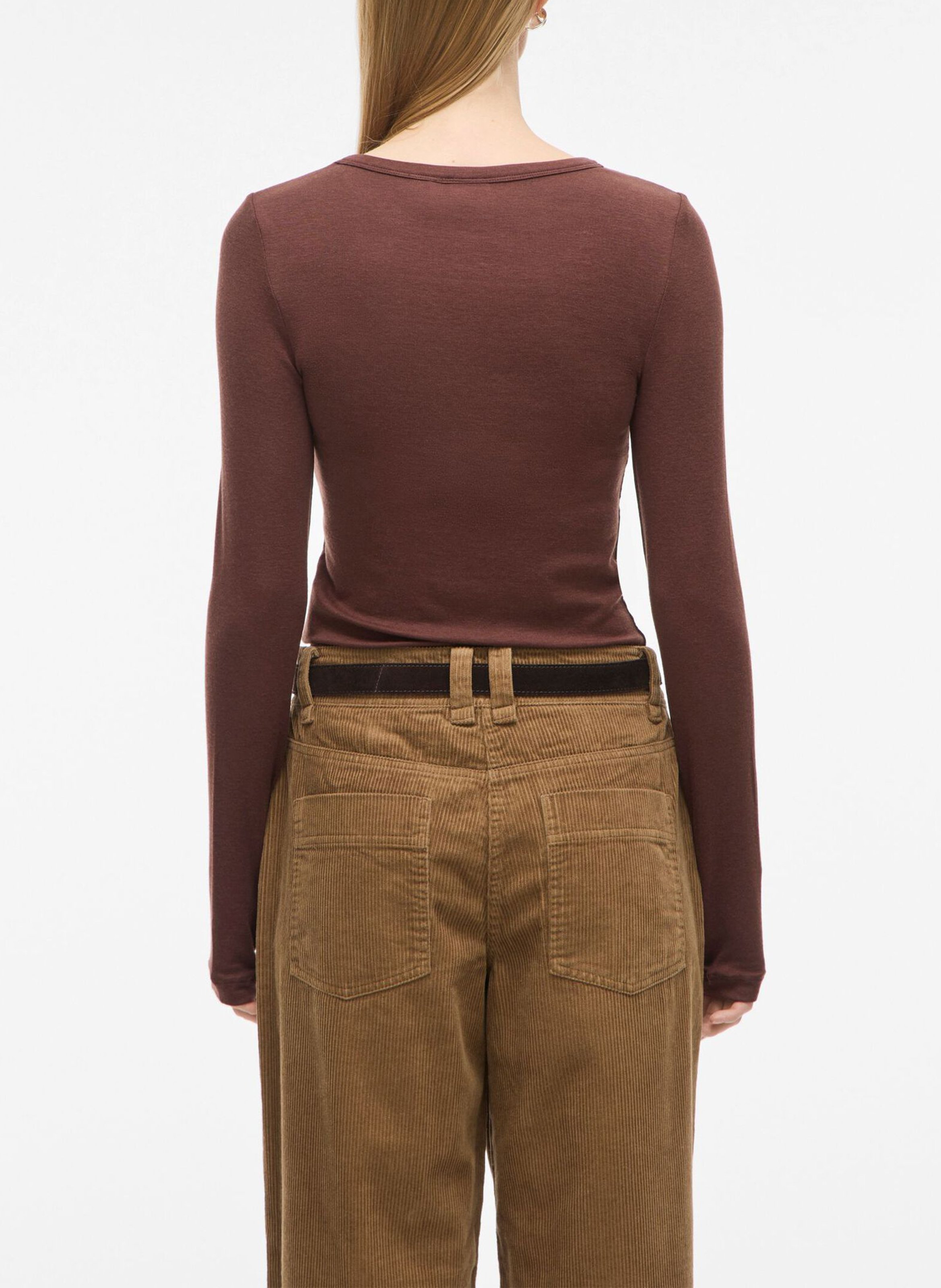 Tee-shirt ajusté col rond ROUGE EDIT Marron