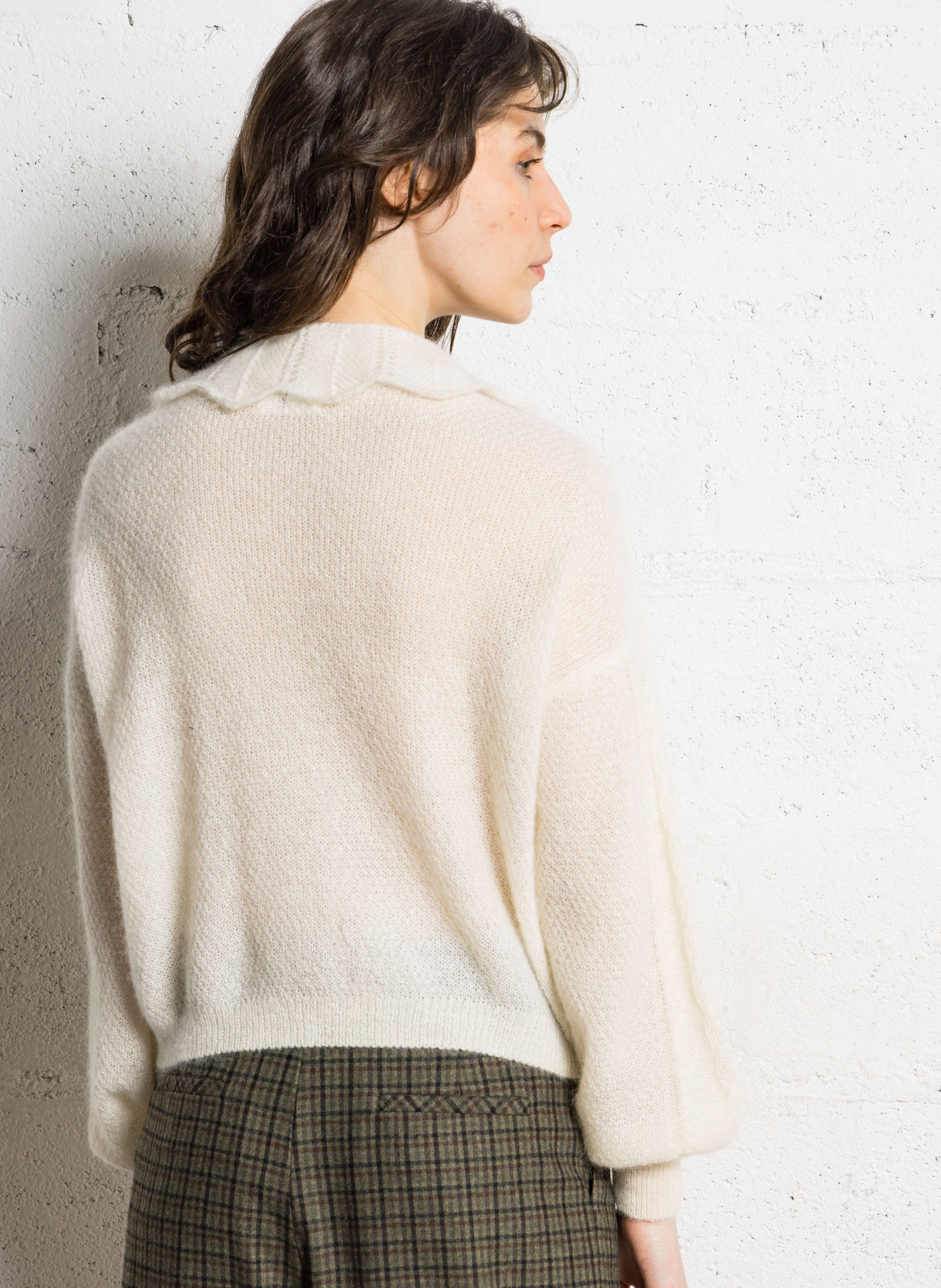 Recht gevlochten vest van gemengde wol DES PETITS HAUTS Beige