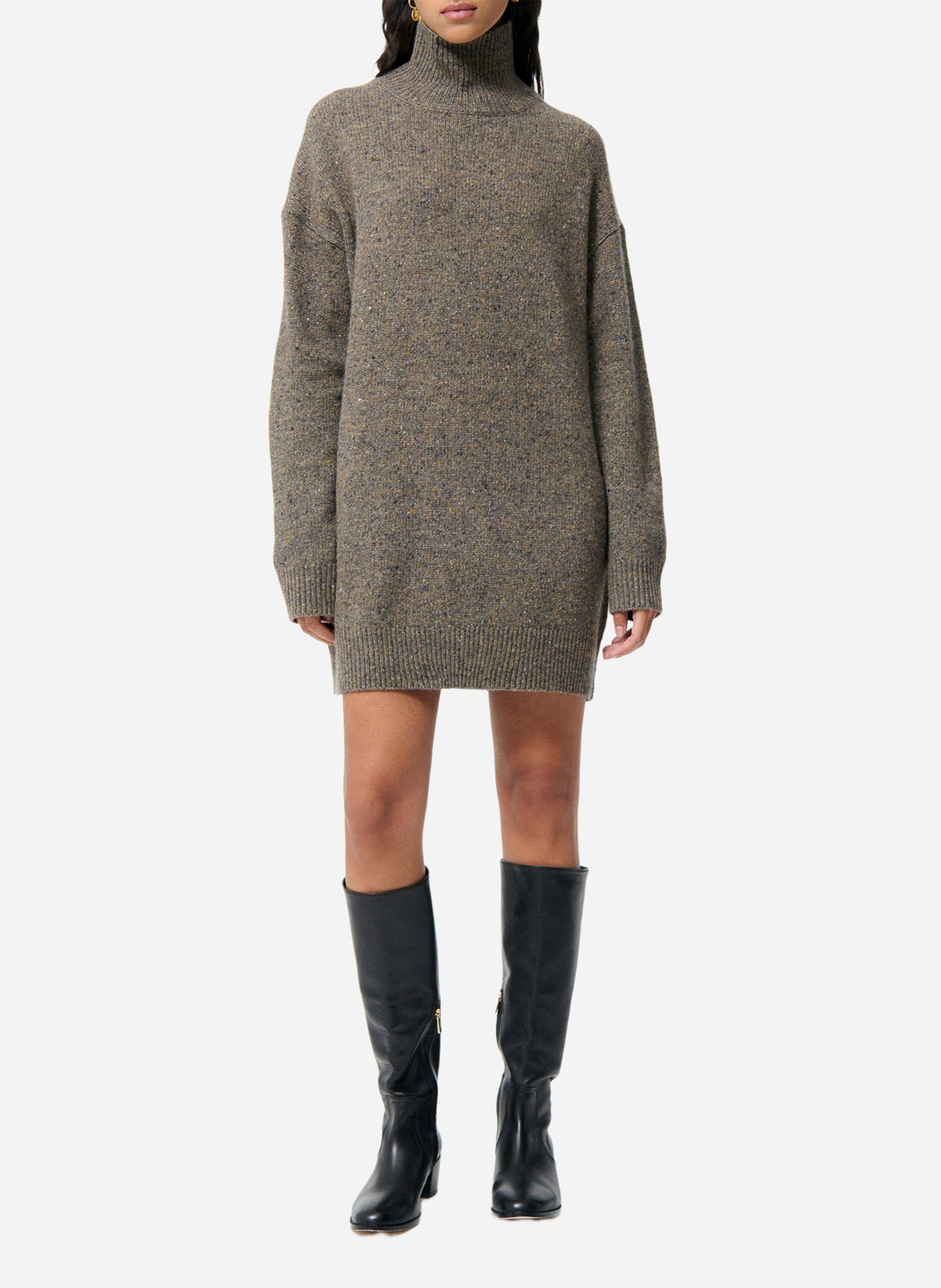 Short speckled knit dress VANESSA BRUNO Grey