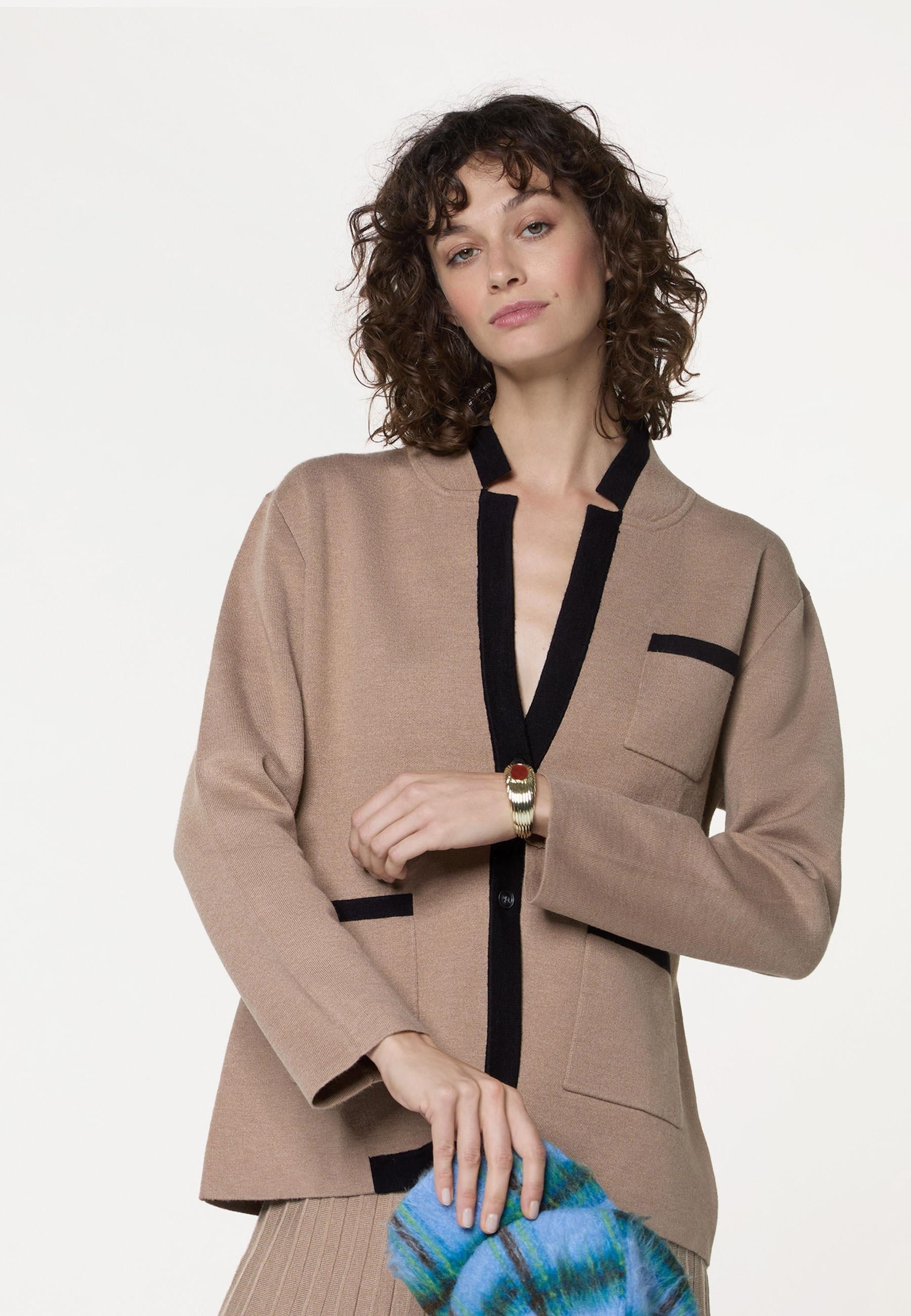 Two-tone double-faced knit jacket RODIER Brown
