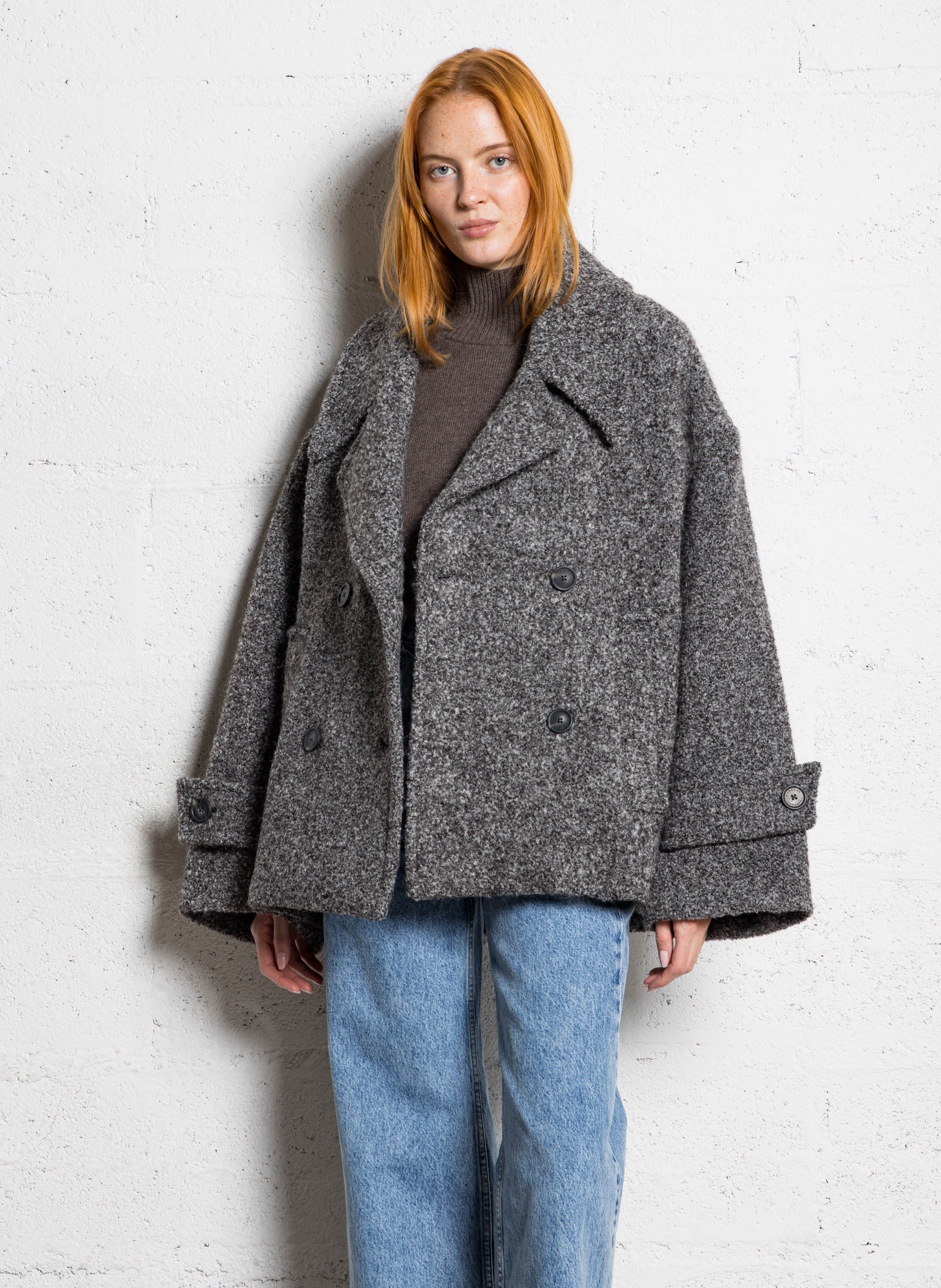 Cropped wool-blend coat MARGAUX LONNBERG Silver