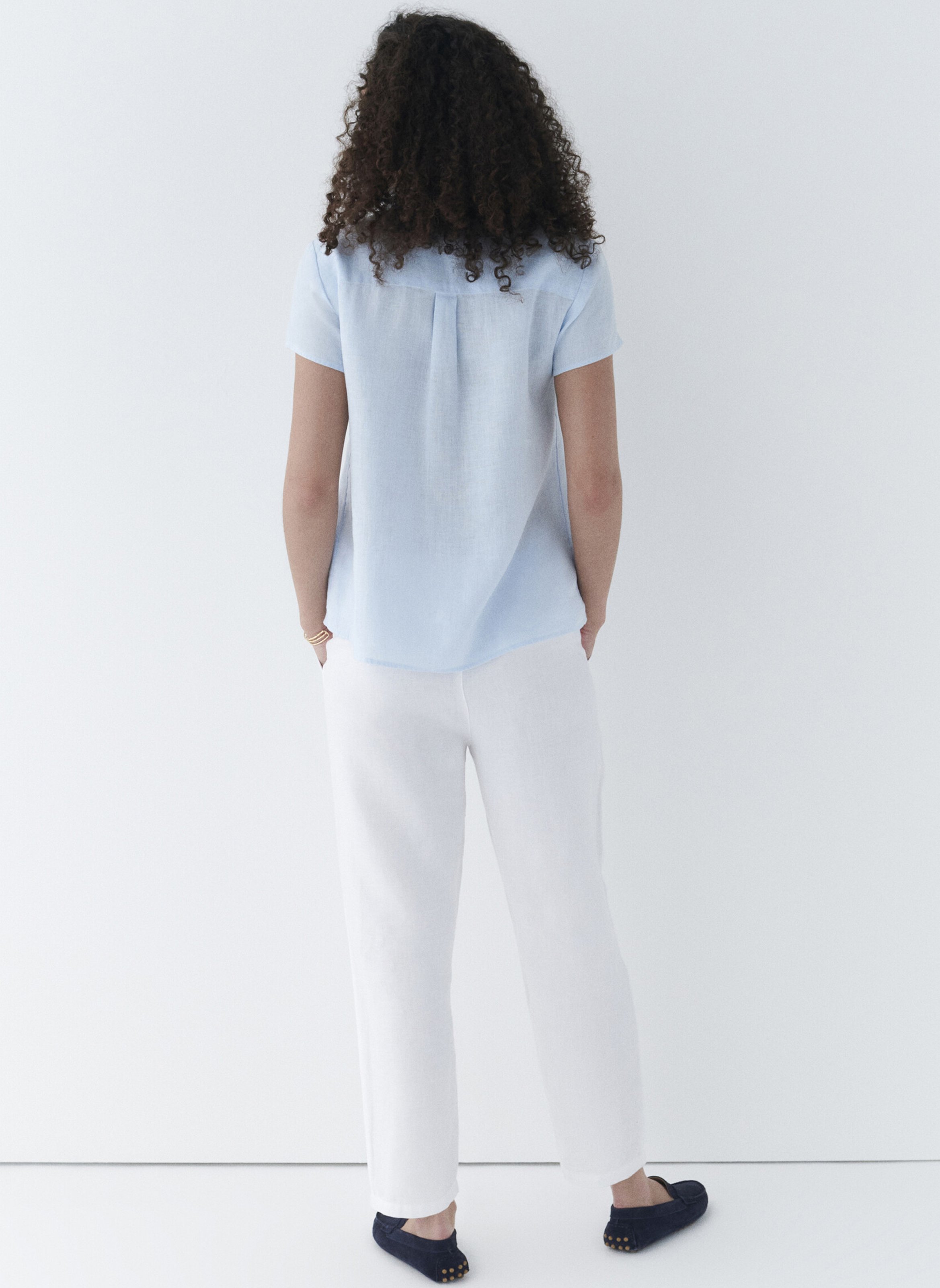 Top col v en lin CAROLL Bleu