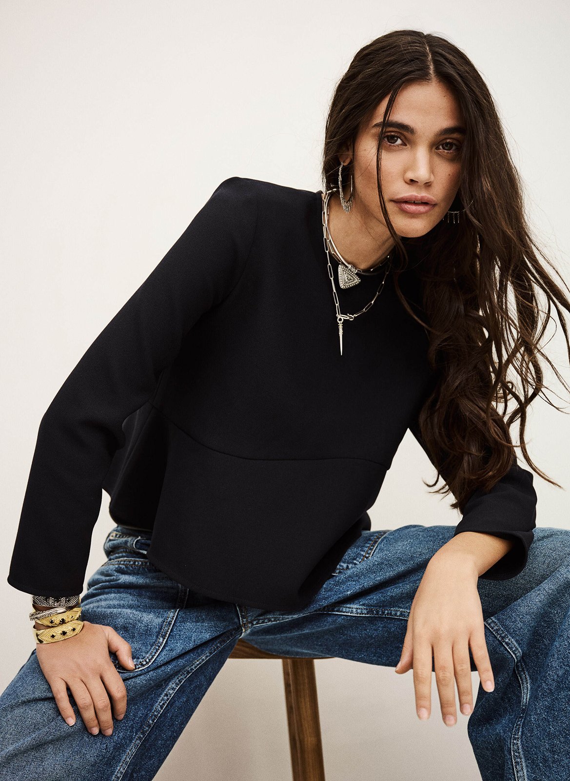 Top col rond  BA&SH Bleu