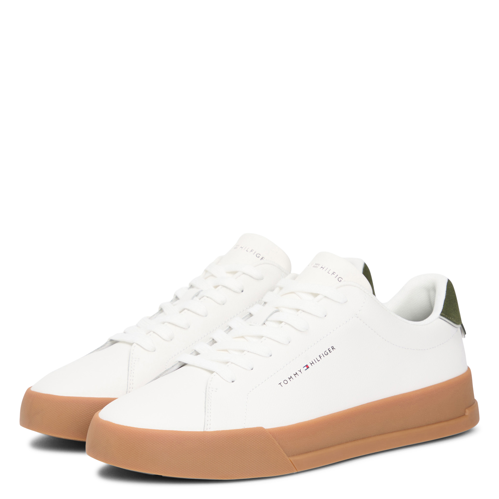 Baskets basses en cuir mélangé Blanc