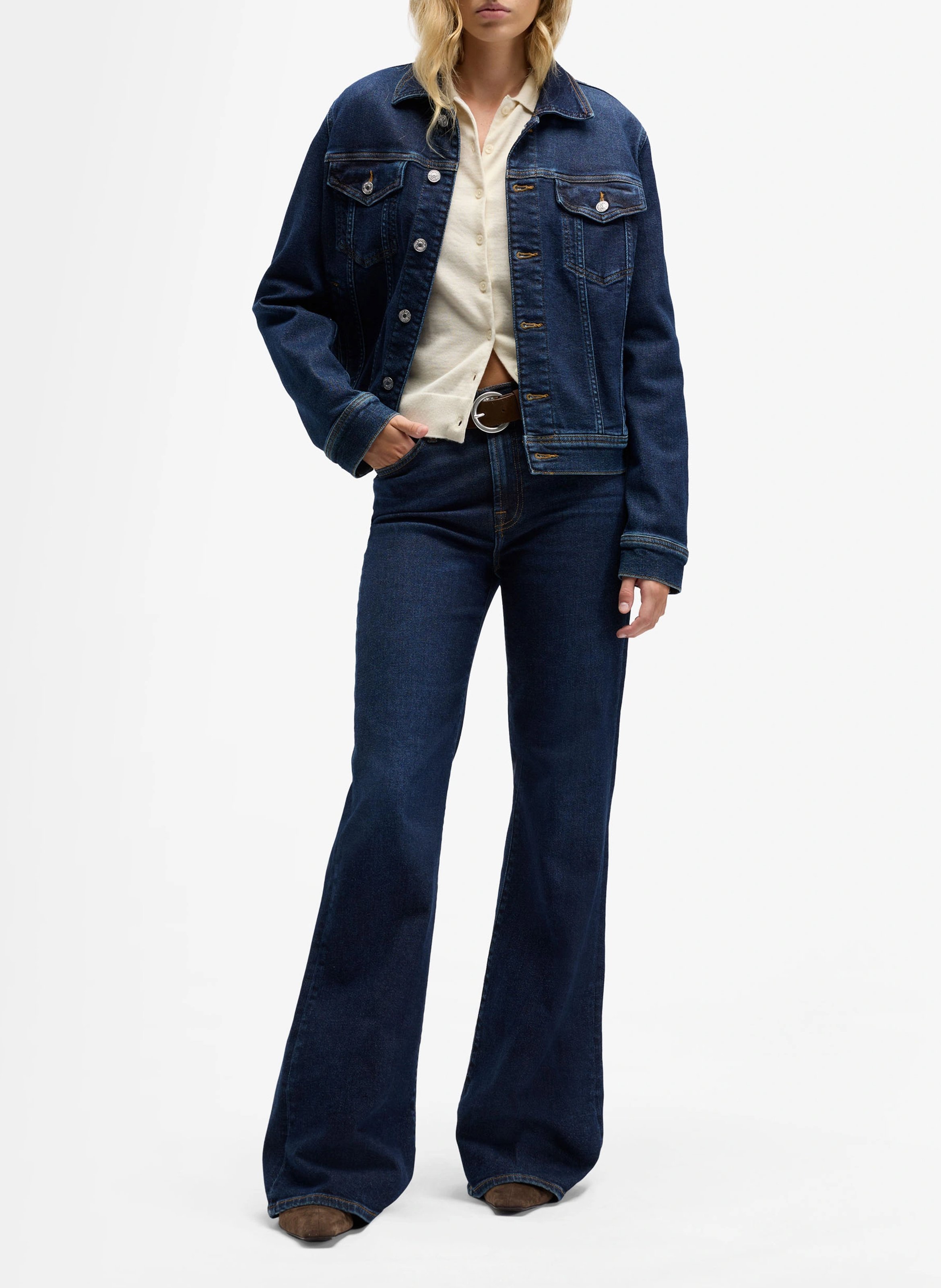 Hoge taille raw denim flared jeans 7 FOR ALL MANKIND Blauw