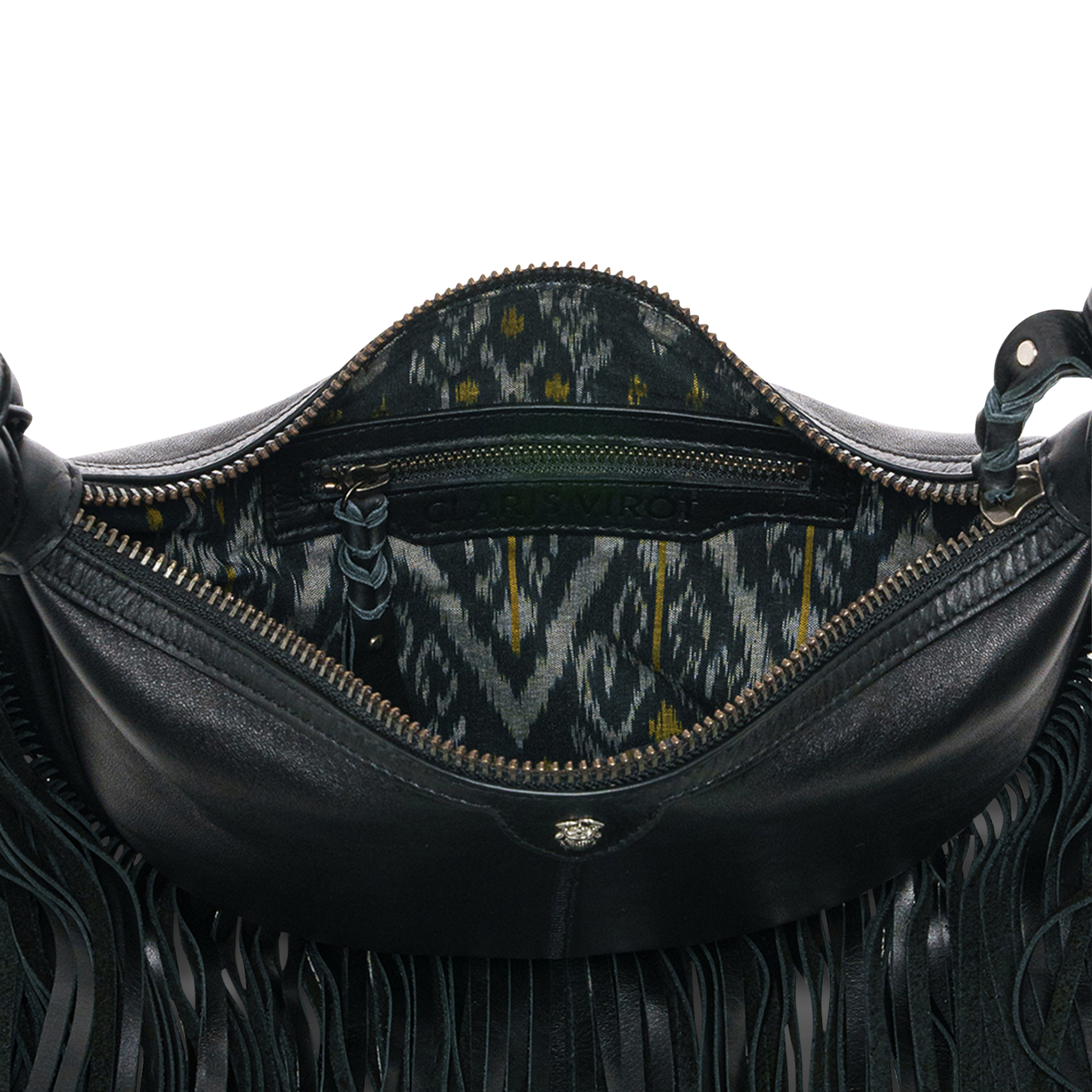 Halvemaanvormige tas van gemengd leer Zwart