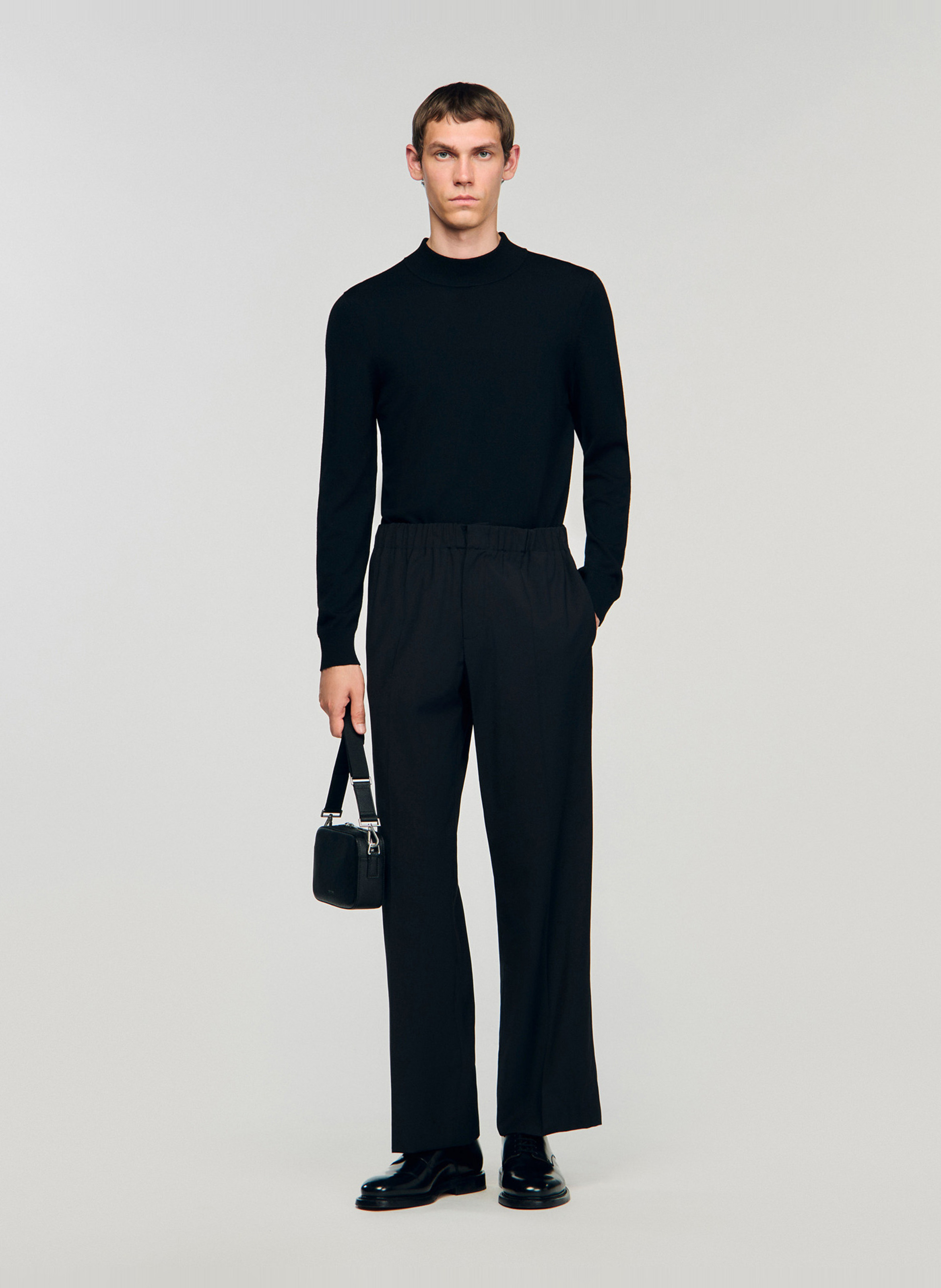 Straight wool trousers Black