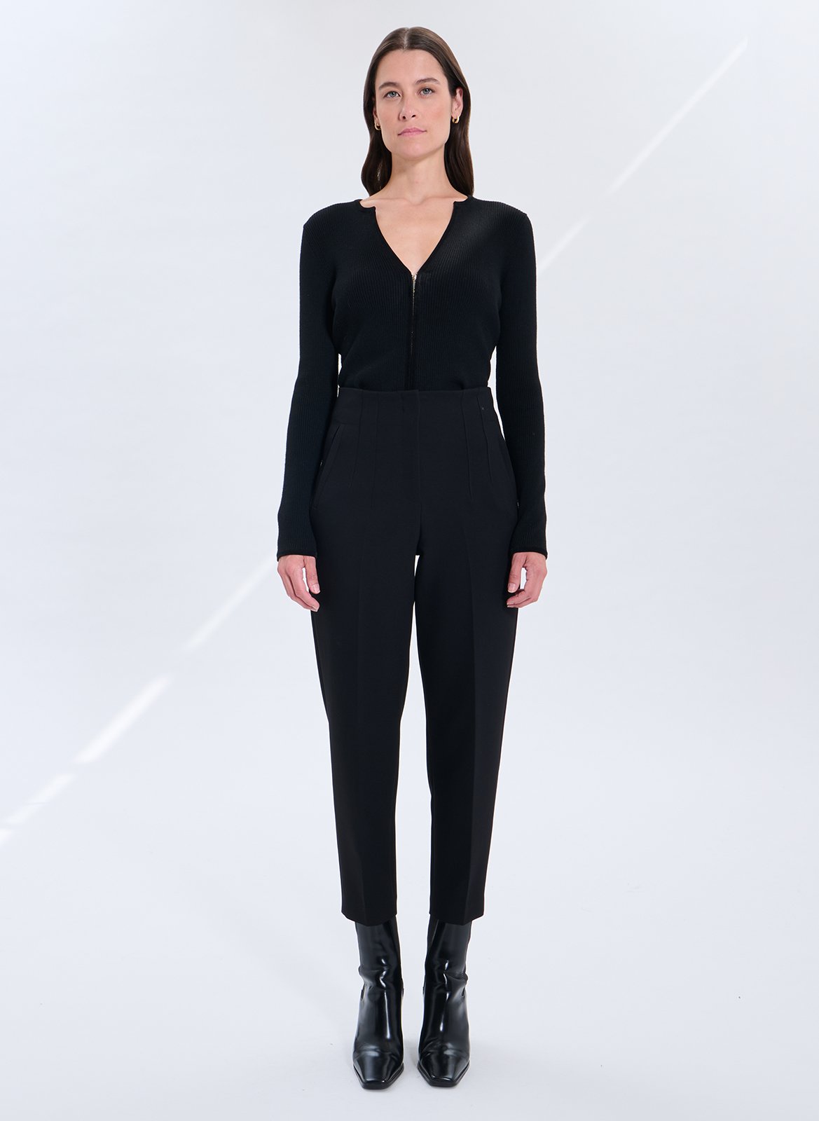 High-waisted plain cigarette pants ZAPA Black