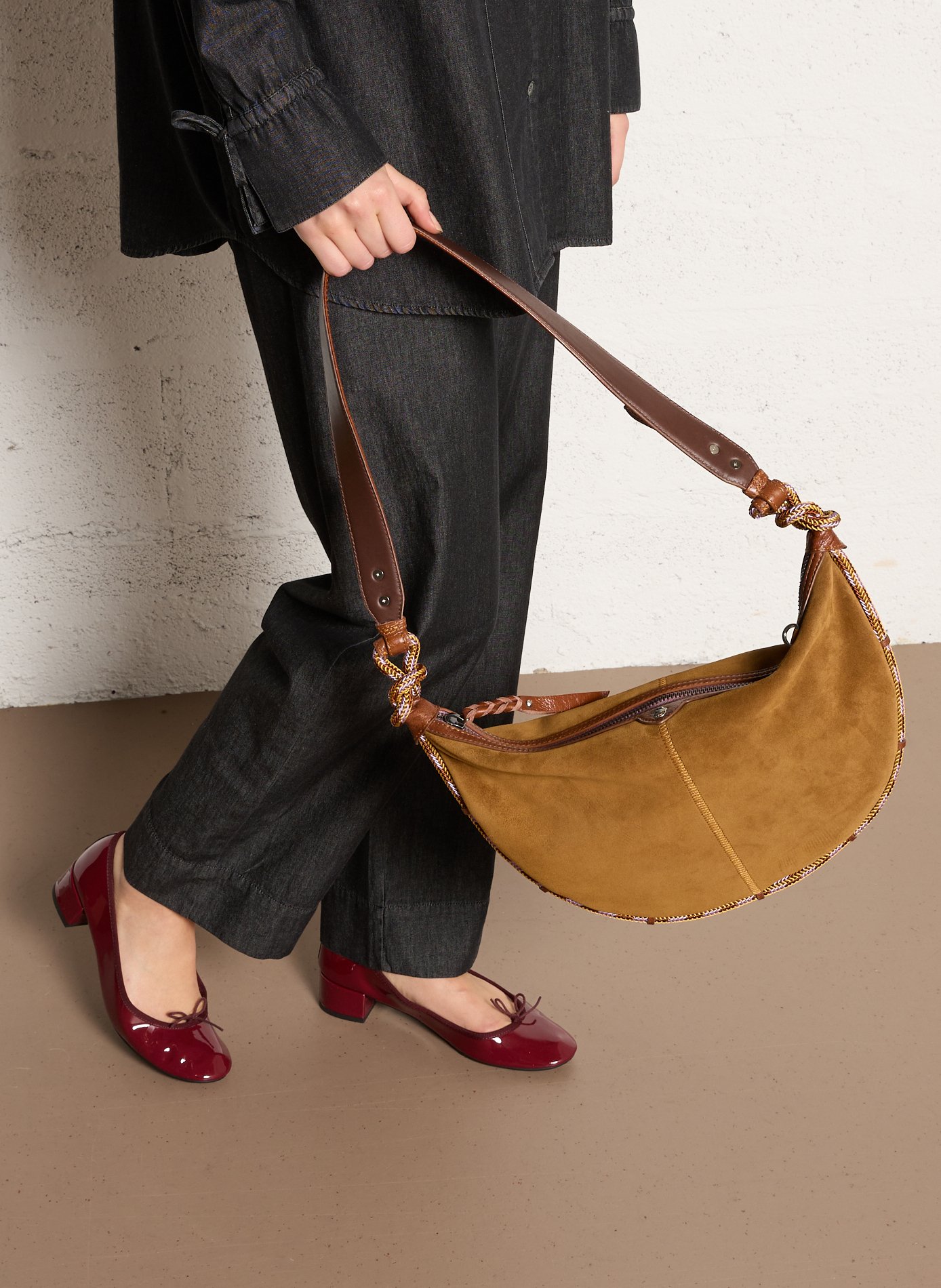 Leather clutch bag CLARIS VIROT Brown