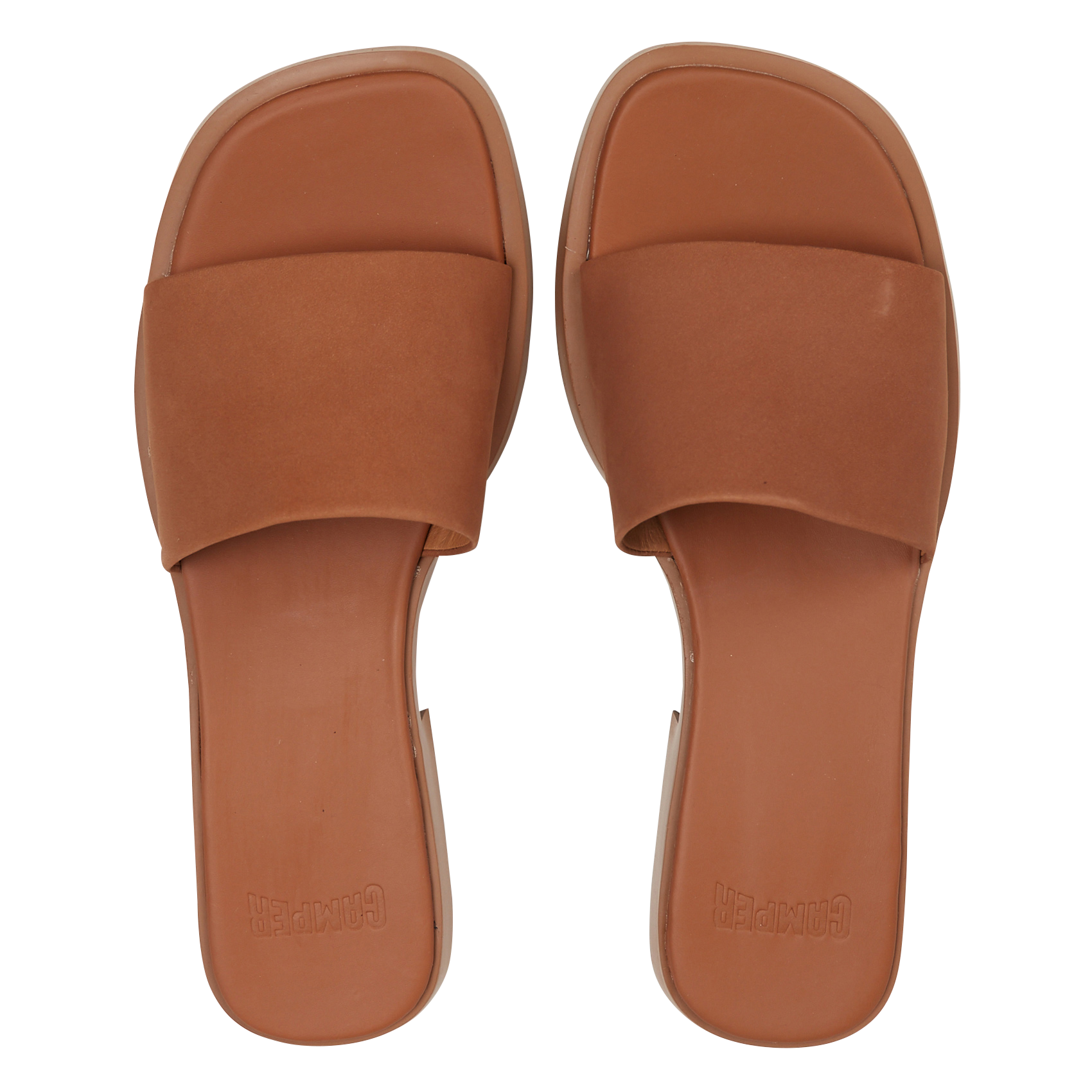 Sandales plates en cuir Marron