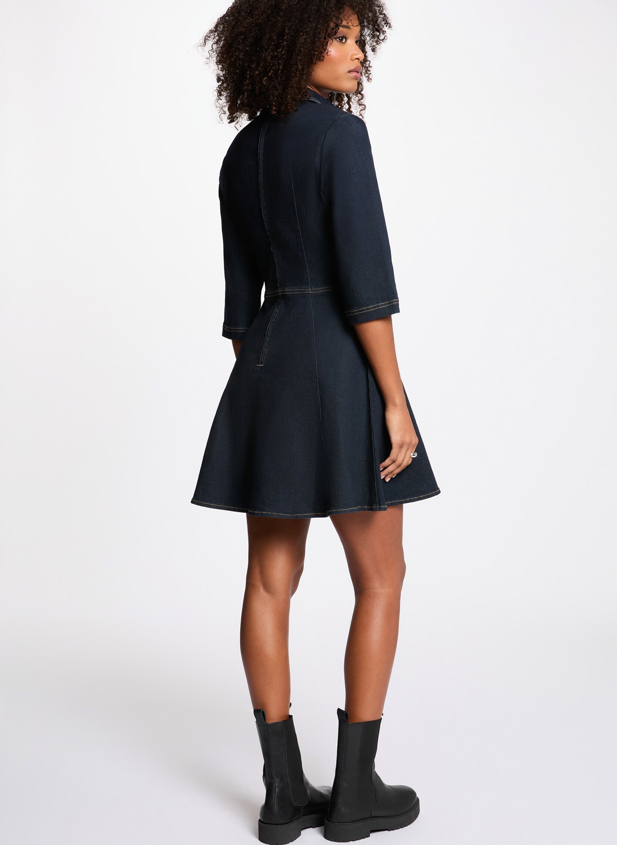 Robe courte cintrée en denim brut MORGAN Bleu