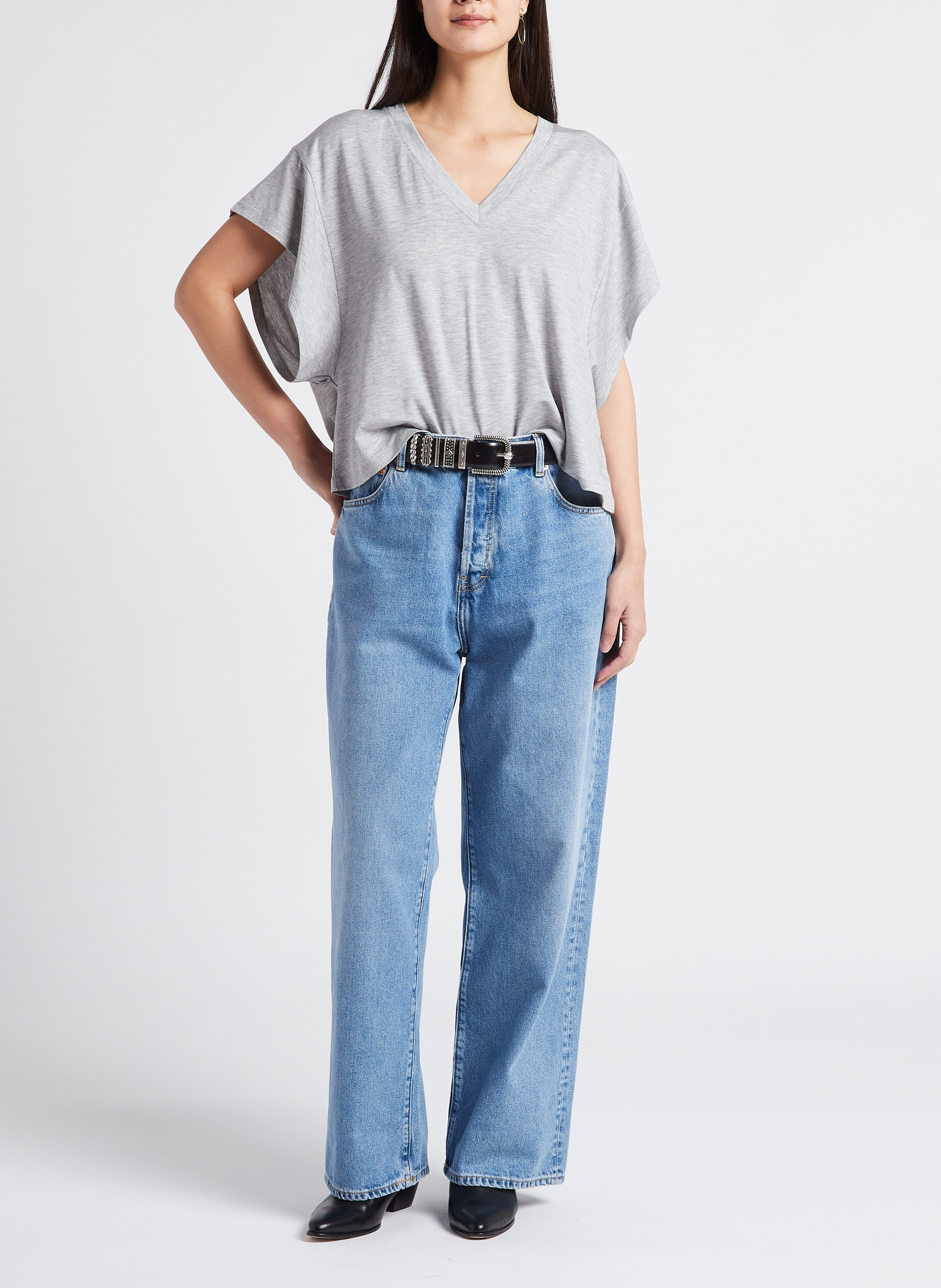 Tee-shirt ample col V  IRO Gris