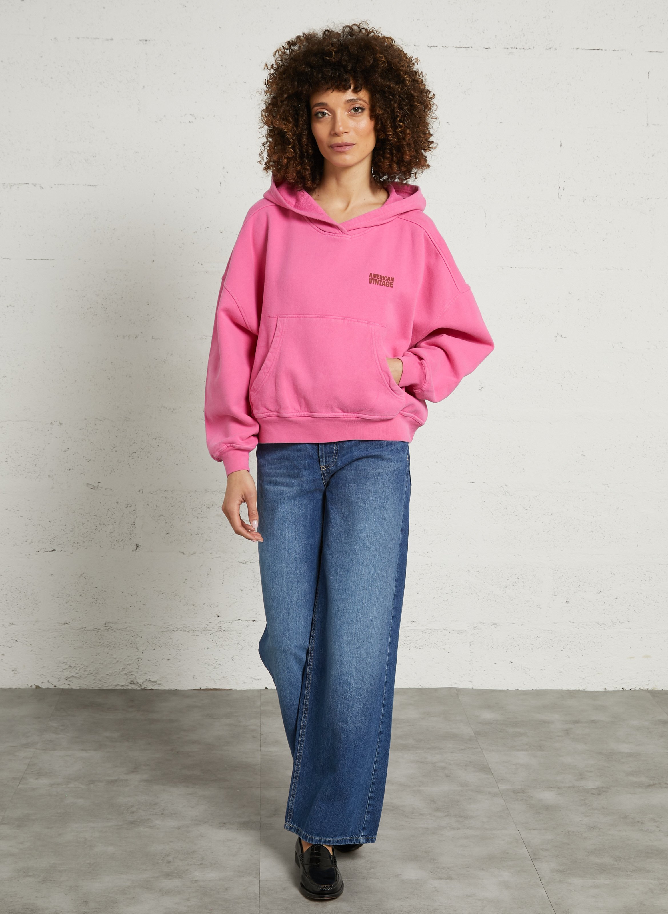 Oversize-Kapuzensweatshirt AMERICAN VINTAGE Rosa
