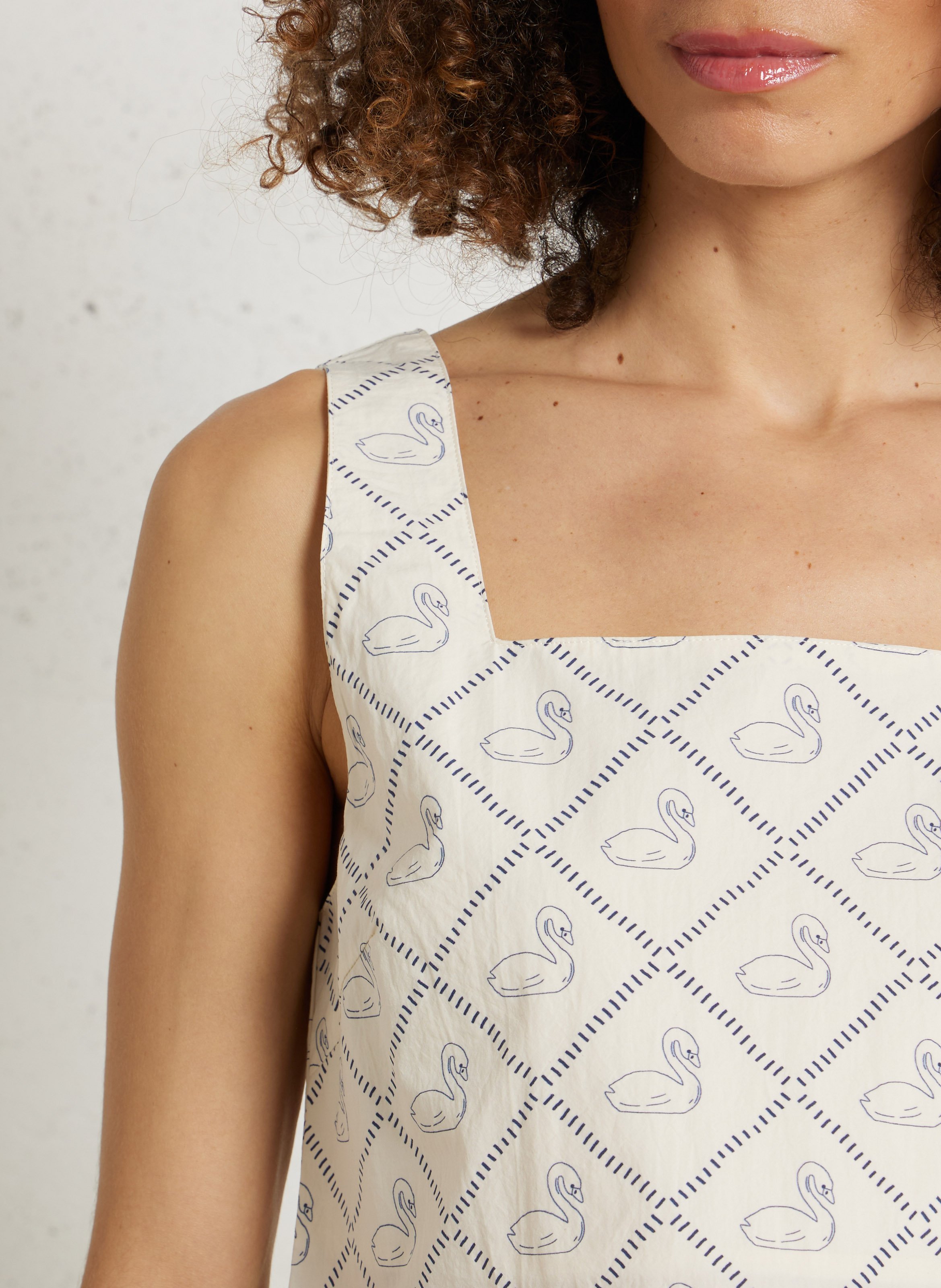 Top court sans manches imprimé THE TINY BIG SISTER Beige