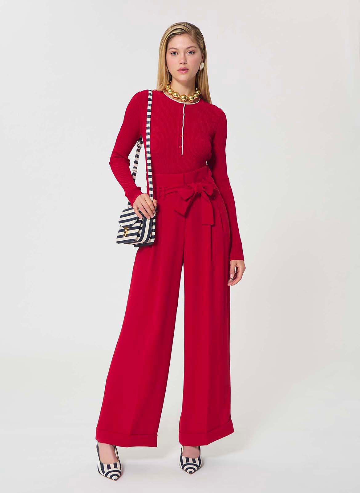 Damorino - Weite Hose aus Crêpe TARA JARMON Rot