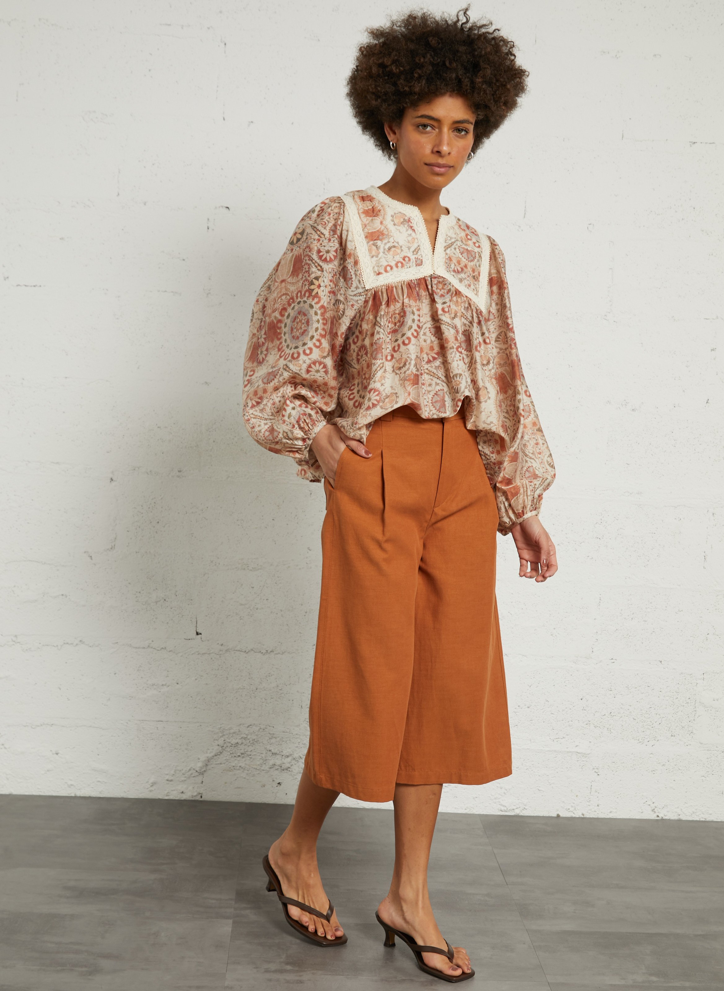 Pantacourt en coton mélangé SEE U SOON Orange