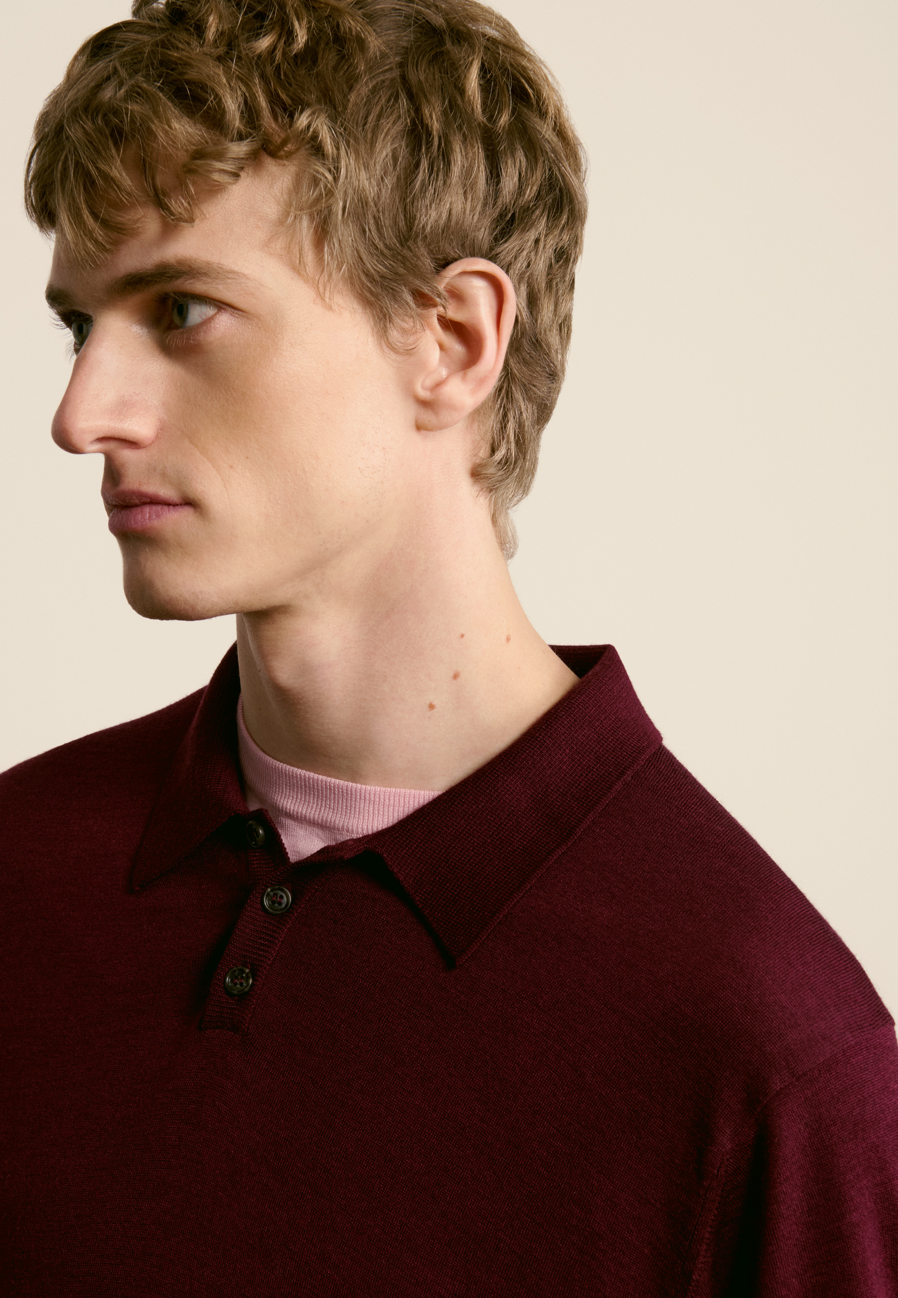 Wool and silk polo neck sweater MAISON MONTAGUT Purple