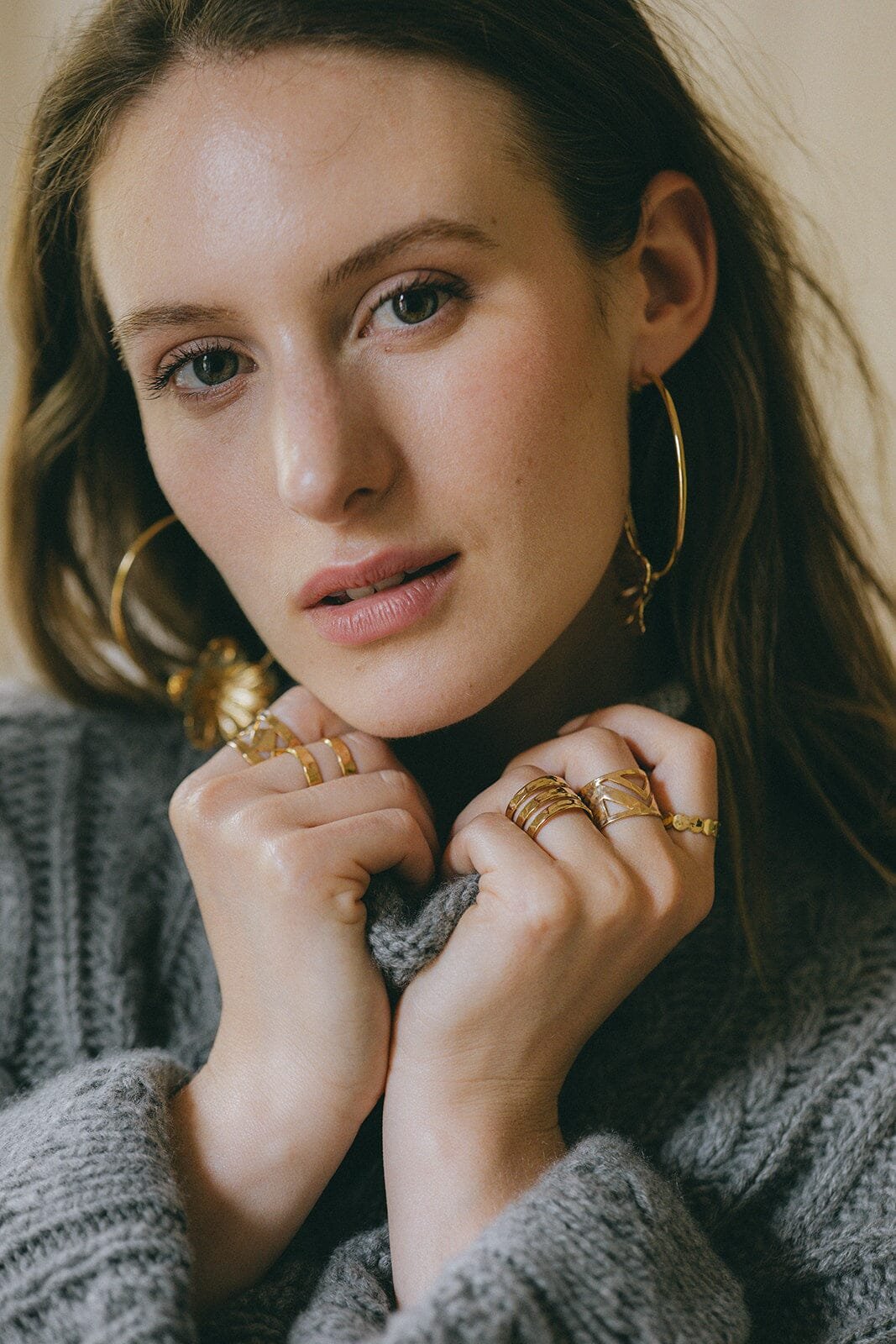 Hammered gold plated ring MONSIEUR SIMONE Golden