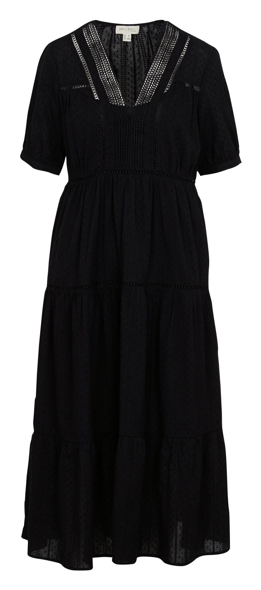 Robe ample col V en coton SEE U SOON Noir