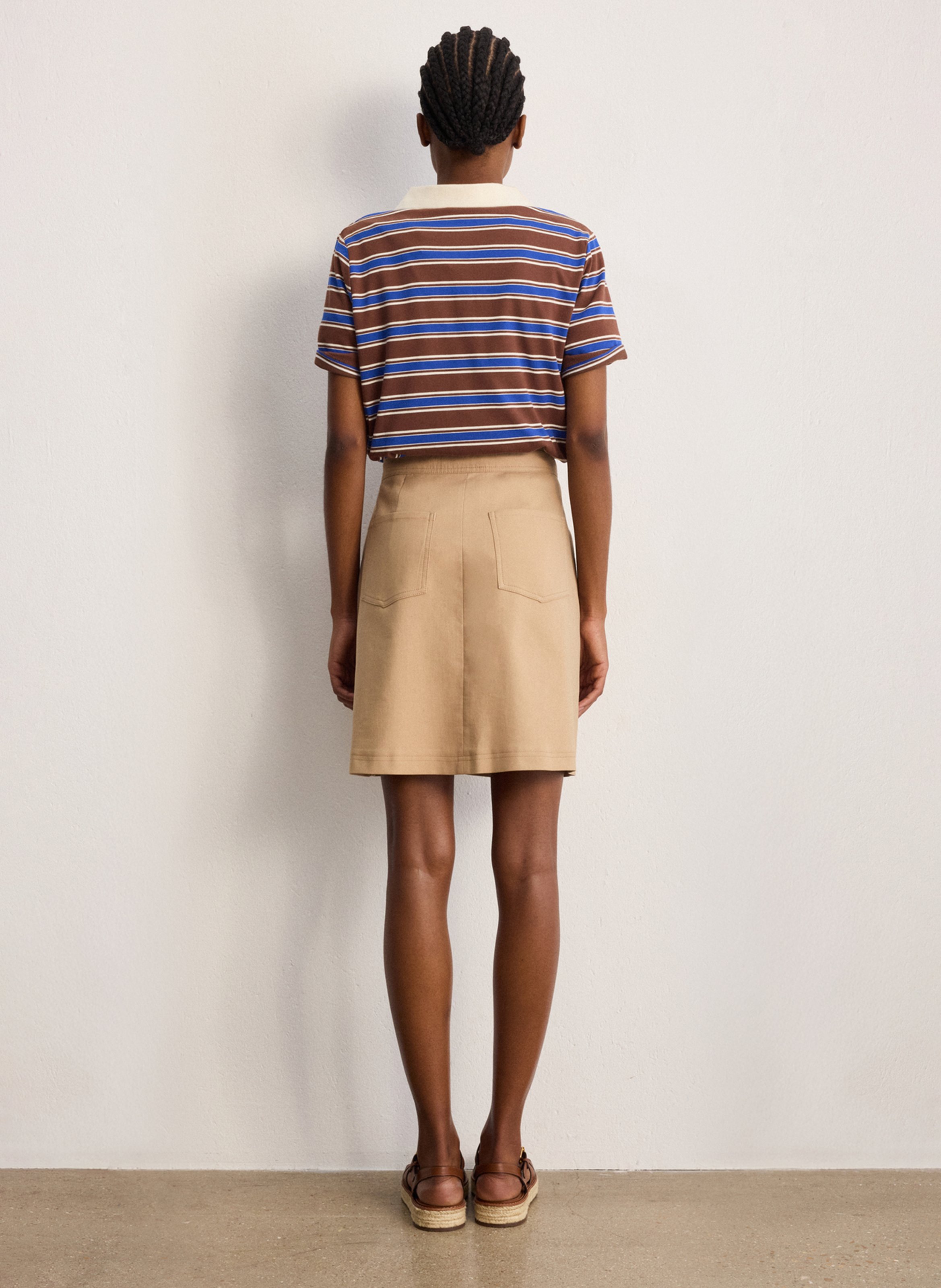 Jupe courte en coton mélangé PABLO Marron