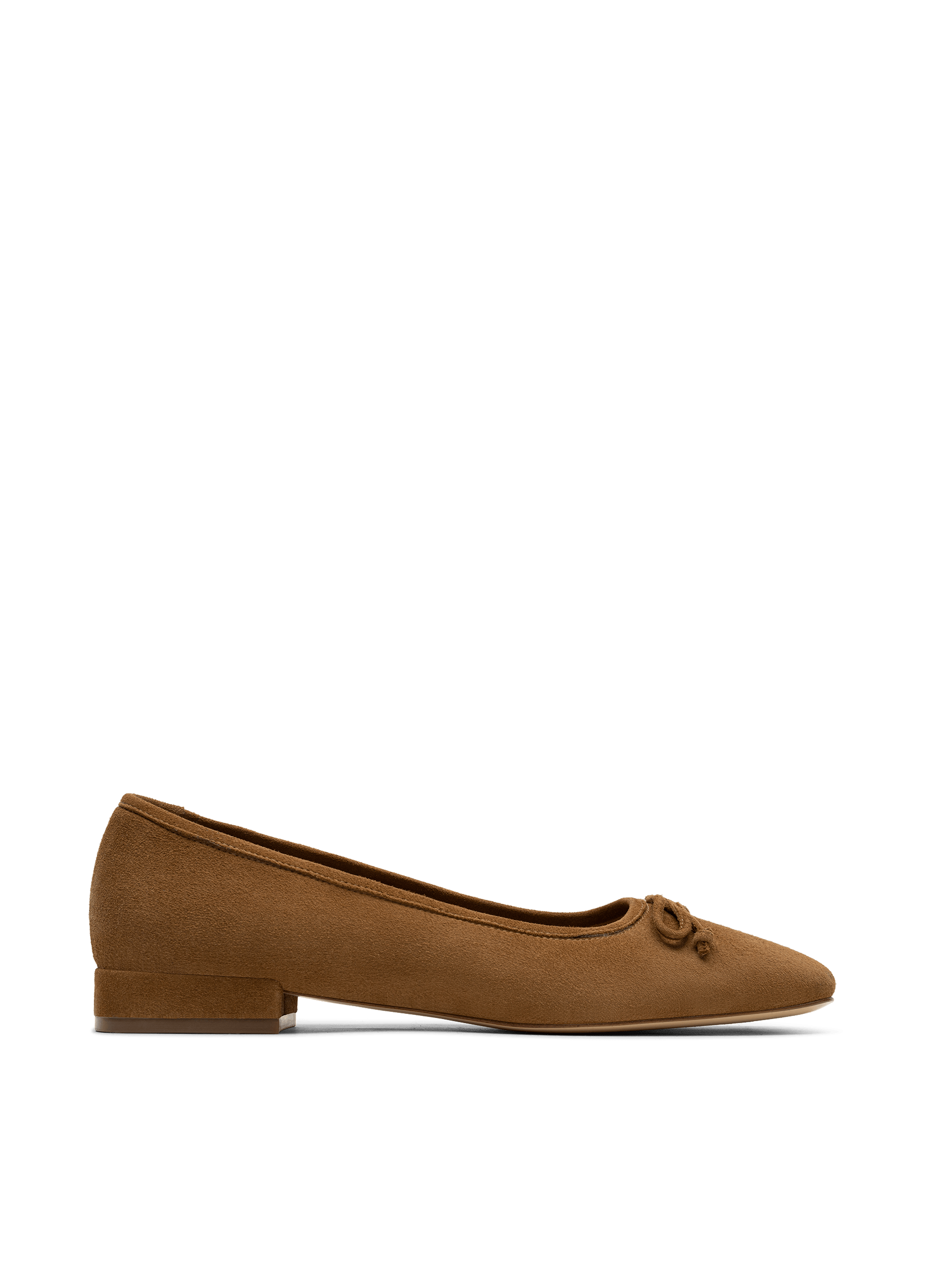 Camel suede leather ballerina flats PARALLELE PARIS Brown