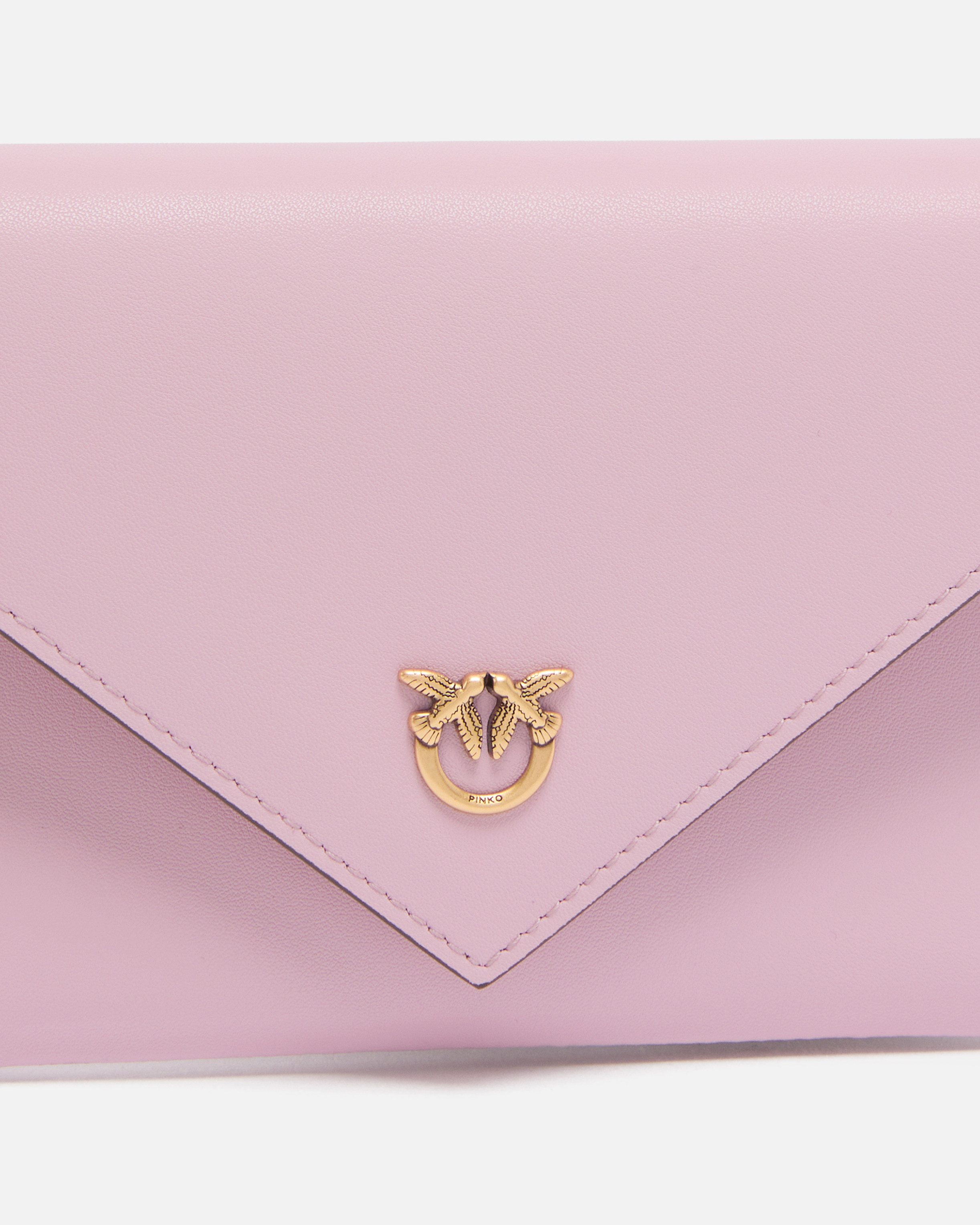 Small envelope clutch in smooth leather with love birds logo PINKO Pink
