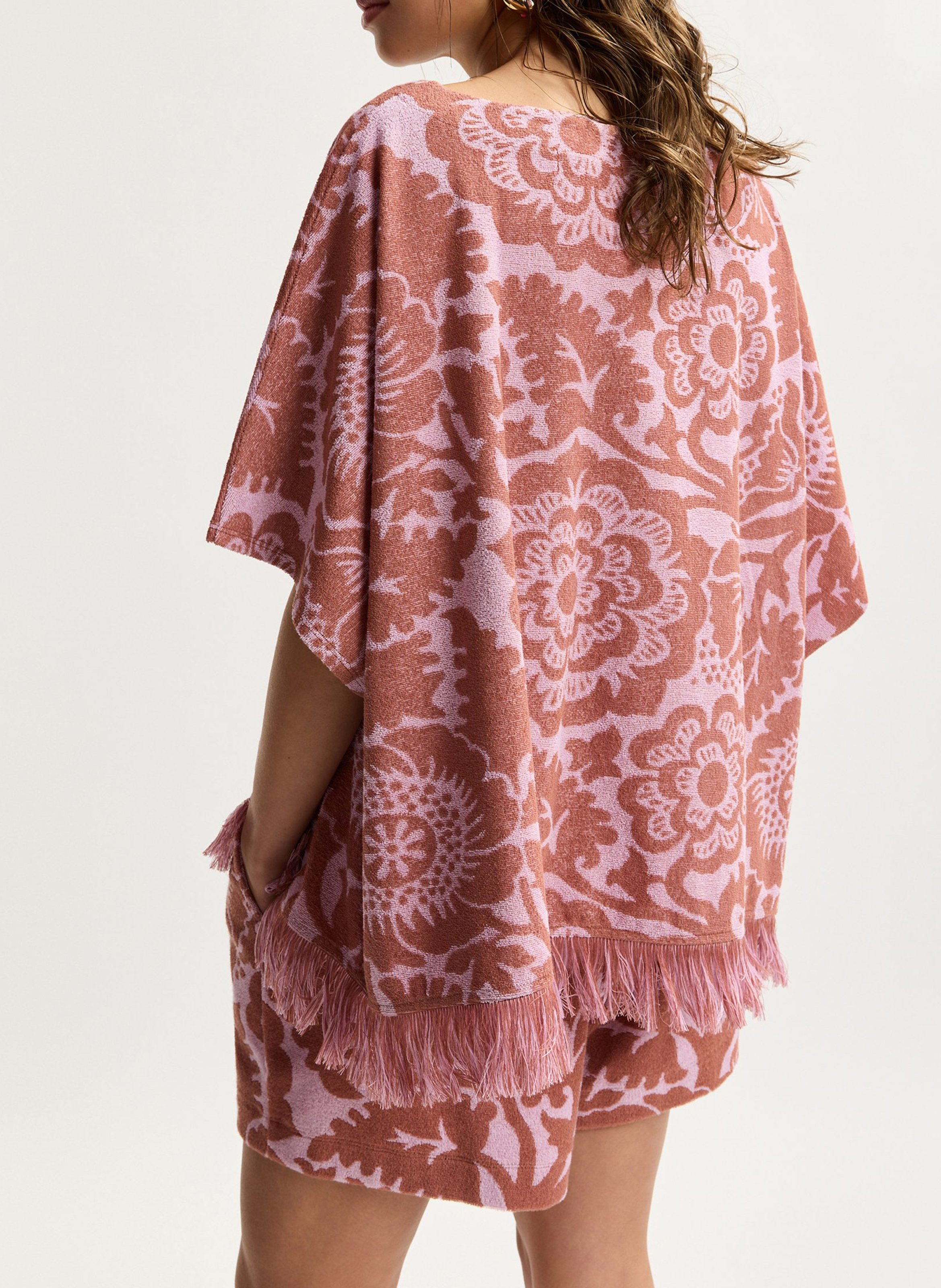 Weites Top mit kurzen Ärmeln aus Jacquard ESSENTIEL ANTWERP Braun