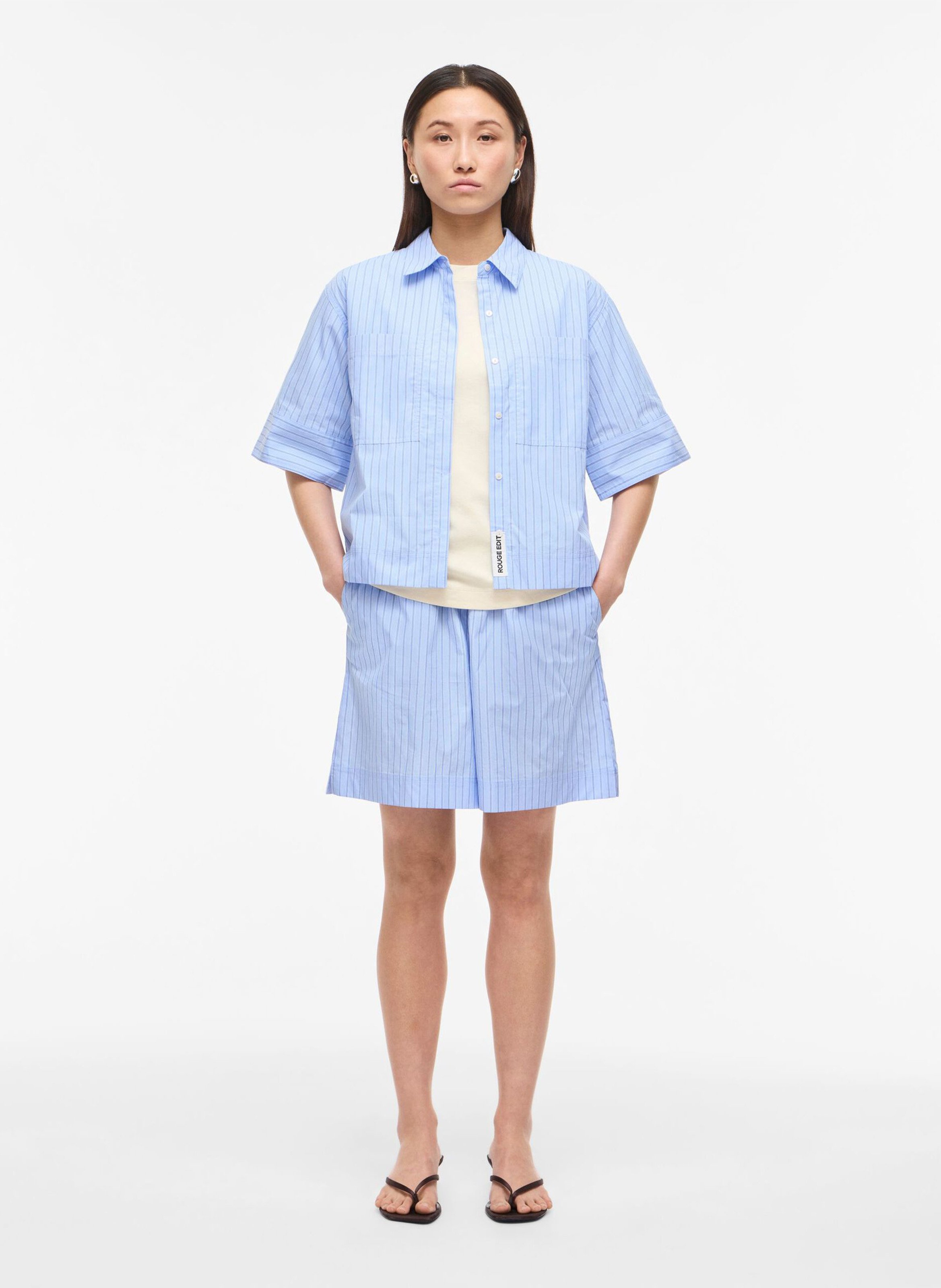 Short large en coton ROUGE EDIT Bleu