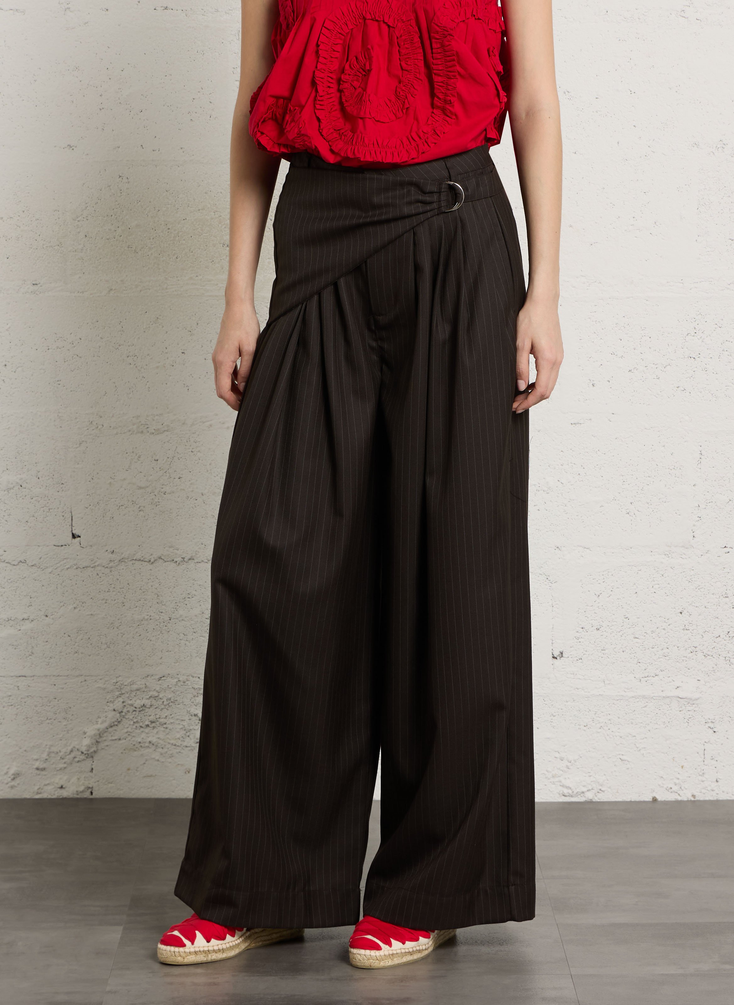 High-waisted wide-leg striped pants DAMSON MADDER Brown