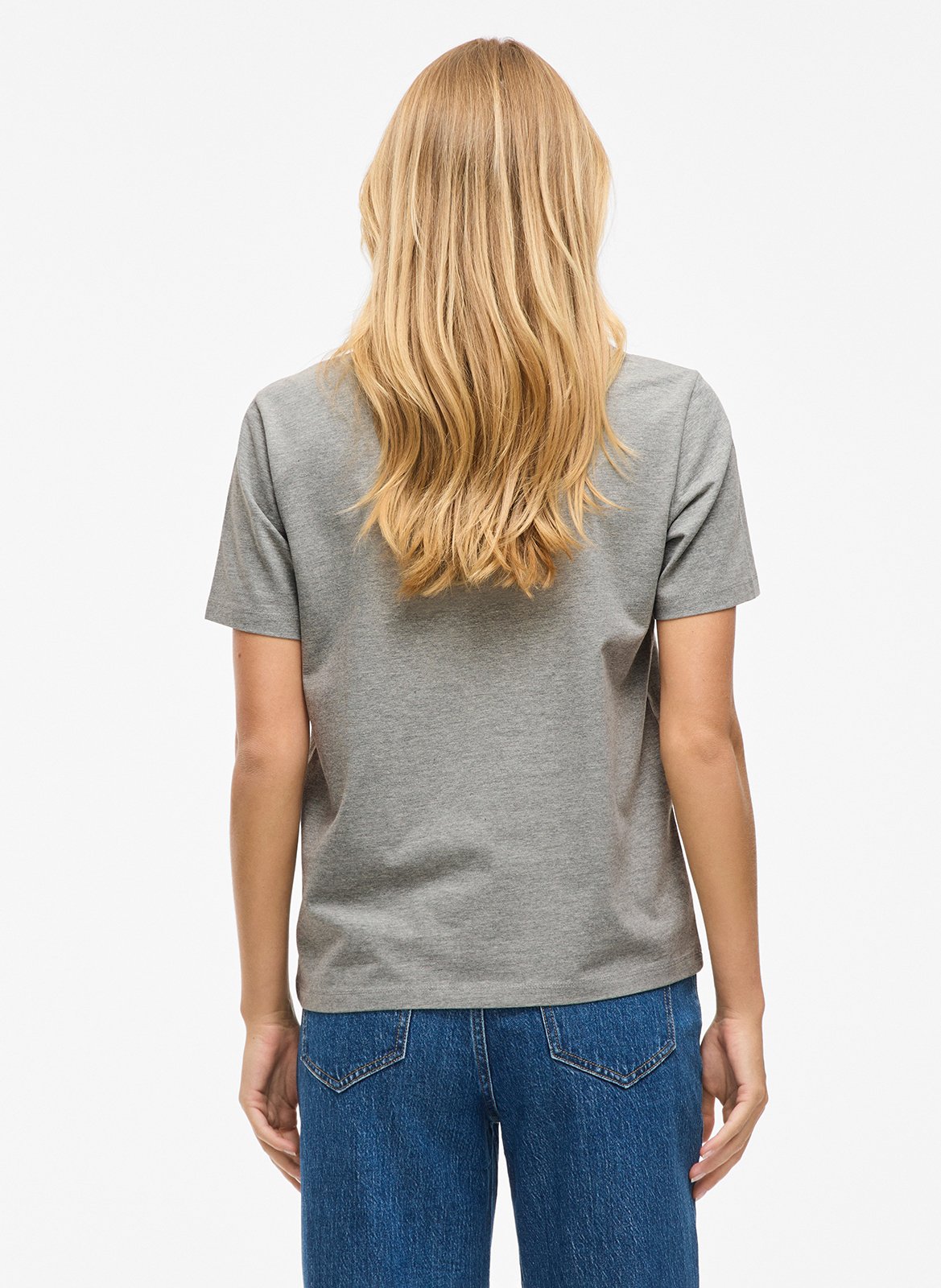 Tee-shirt col rond en coton bio mélangé VILA Gris