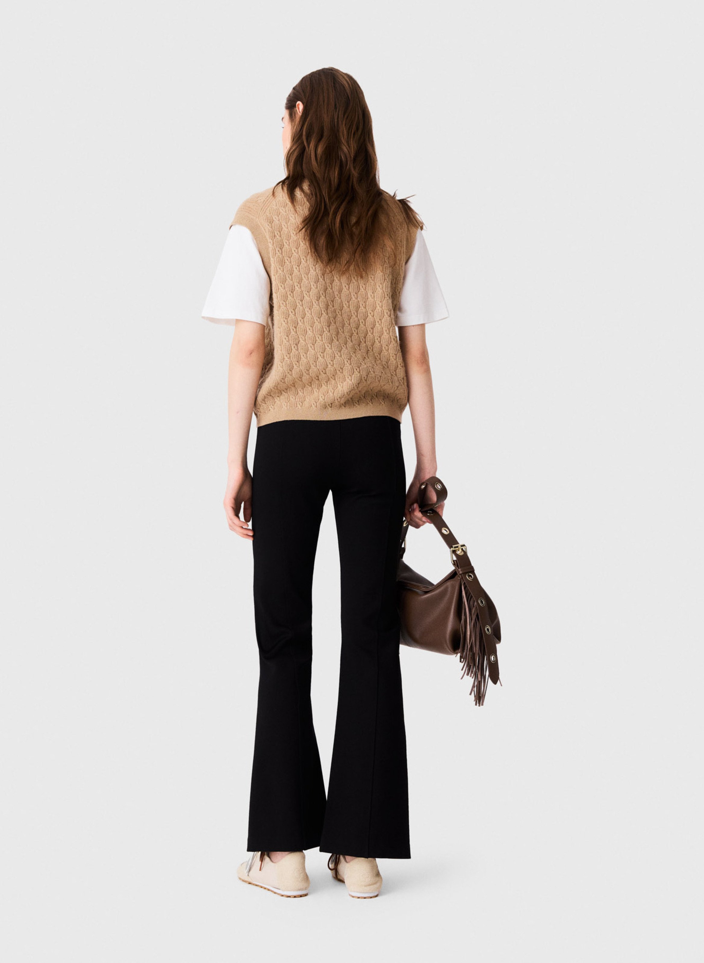Wijde broek met split MAJE Zwart