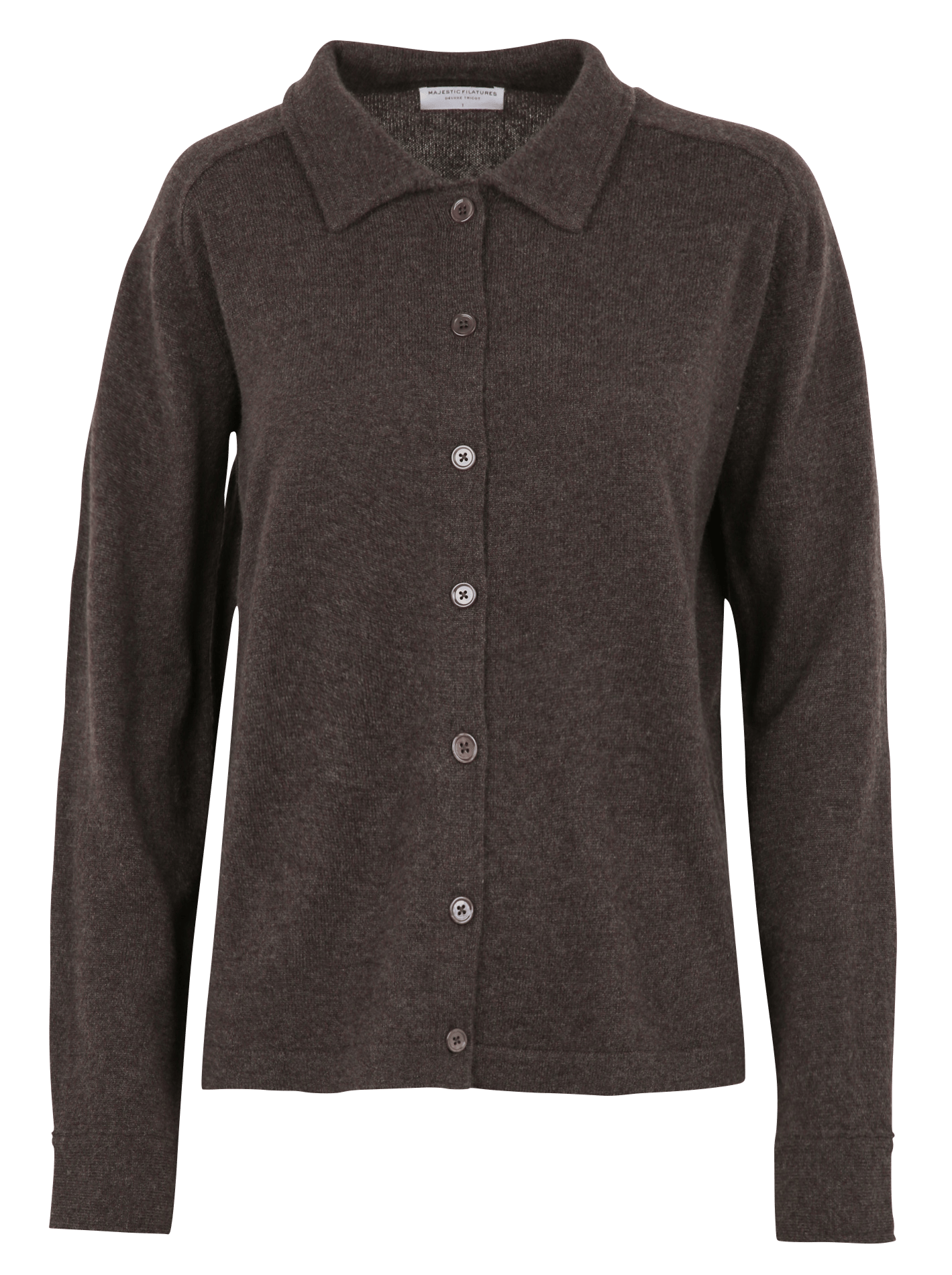 Gilet manches longues en cachemire MAJESTIC FILATURES Marron