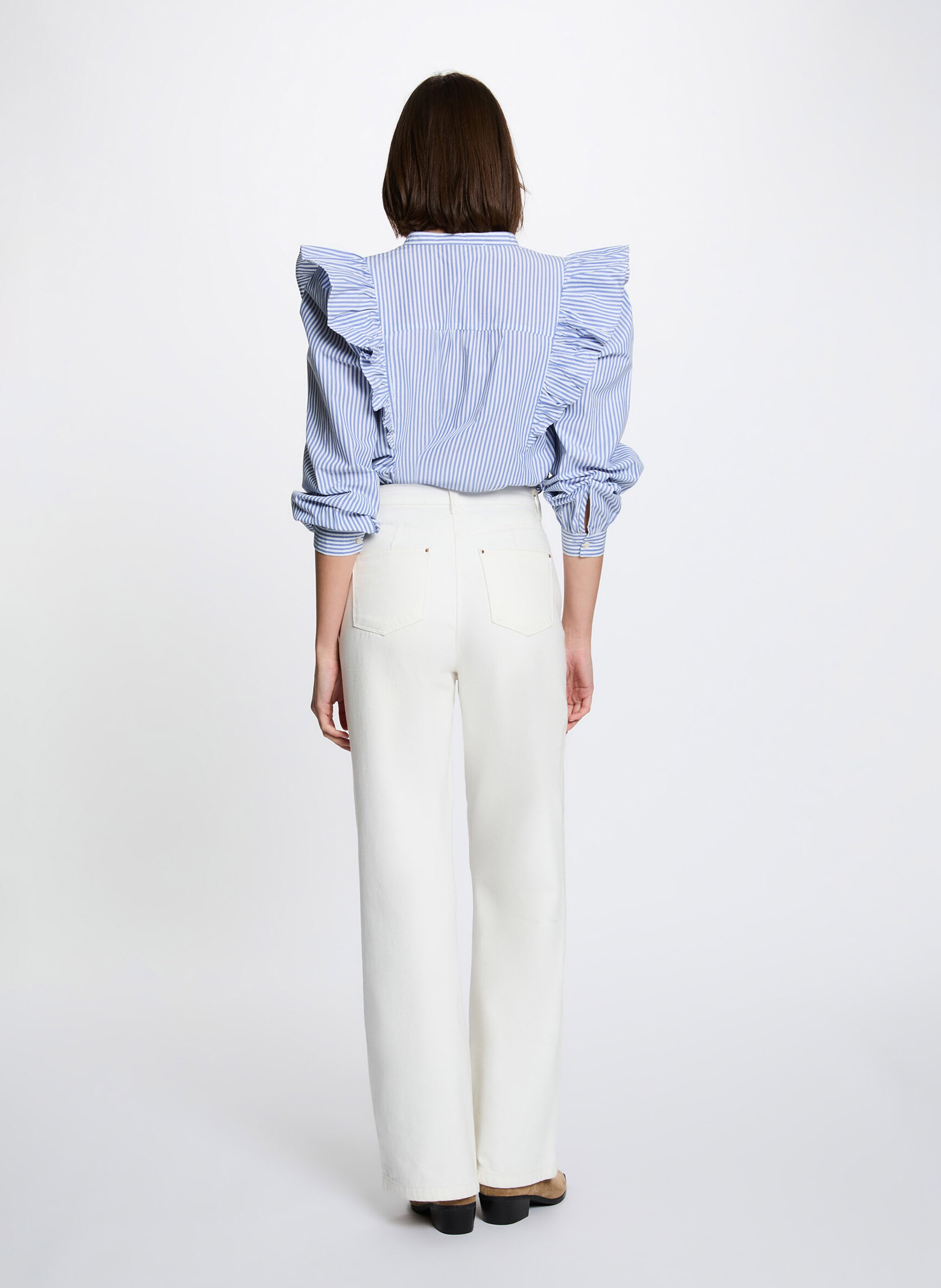 Katoenen blouse met ronde hals MORGAN Blauw