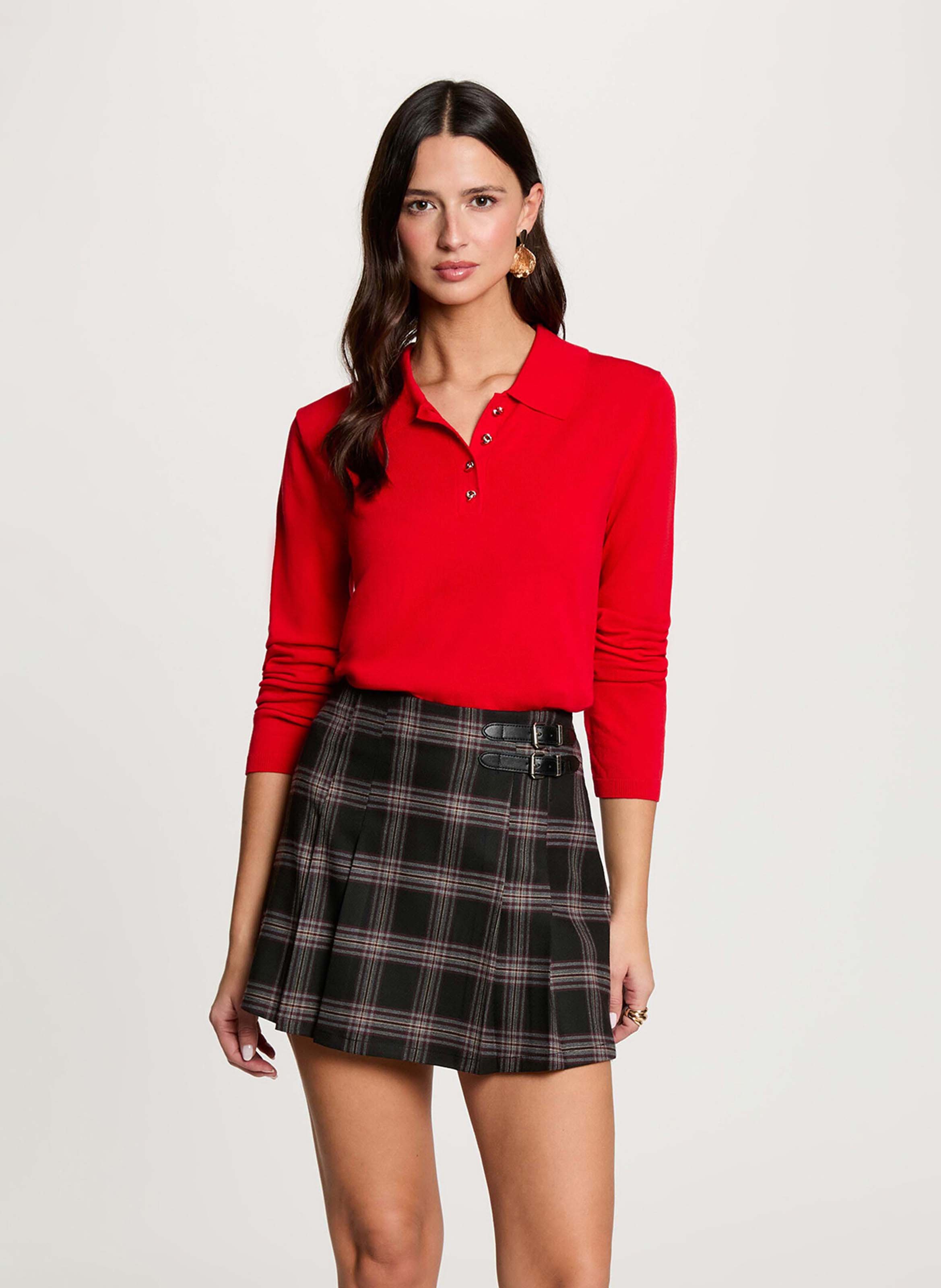 Gerader Pullover mit klassischem Kragen MORGAN Rot