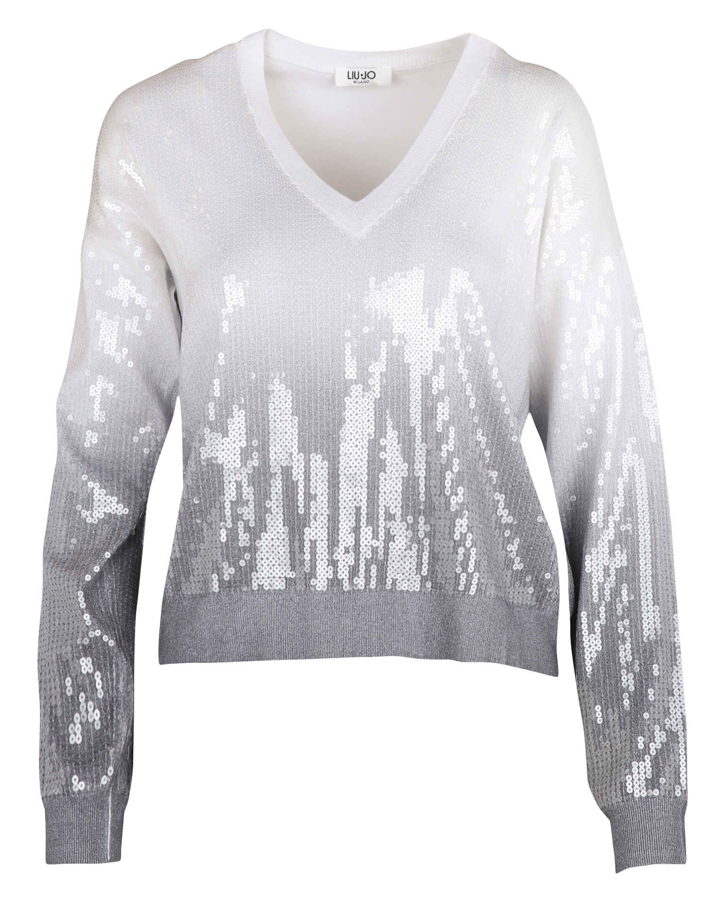 Oversized V-neck sequin sweater LIU JO Grey