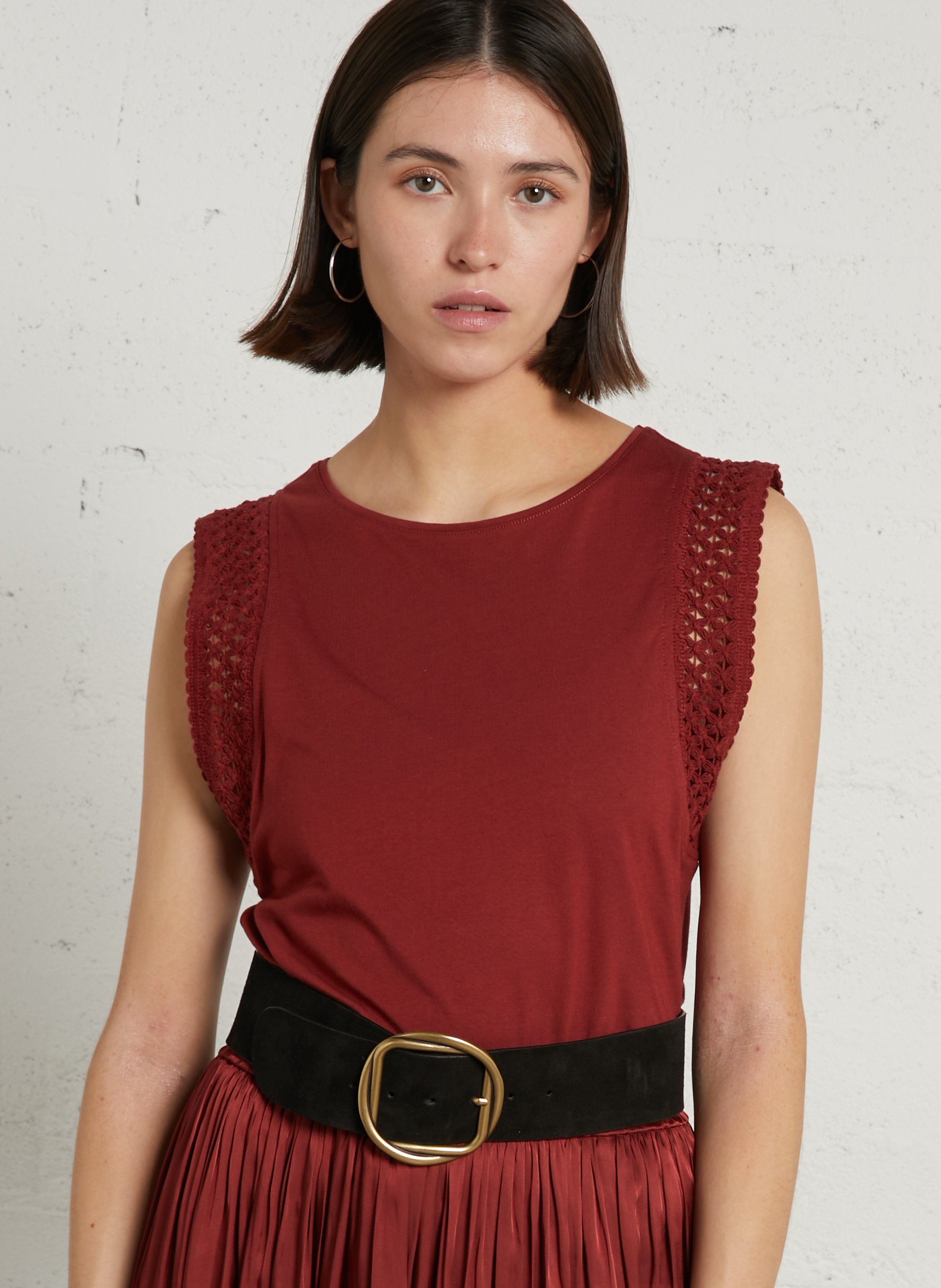 Straight fit cotton blend t-shirt MAISON 123 Red