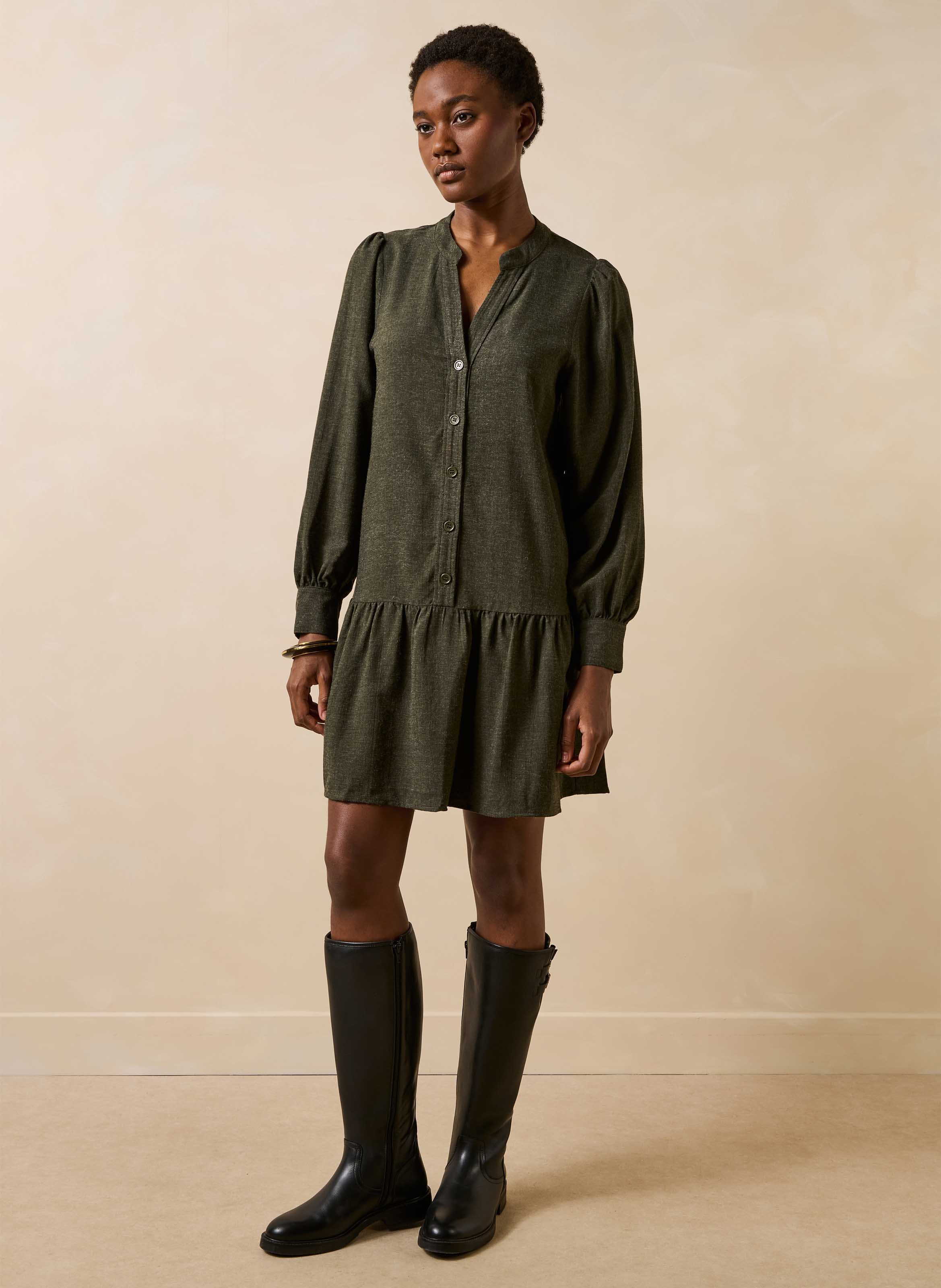 Midikleid mit Henley-Ausschnitt LA FEE MARABOUTEE Grun