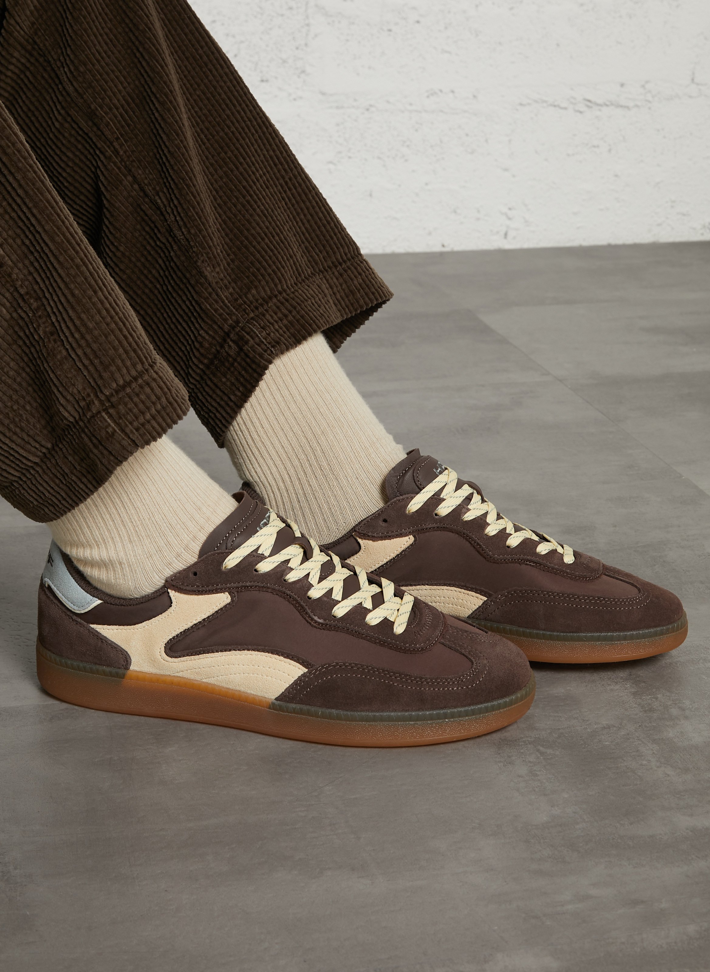 Low-top mixed leather sneakers HOFF Brown