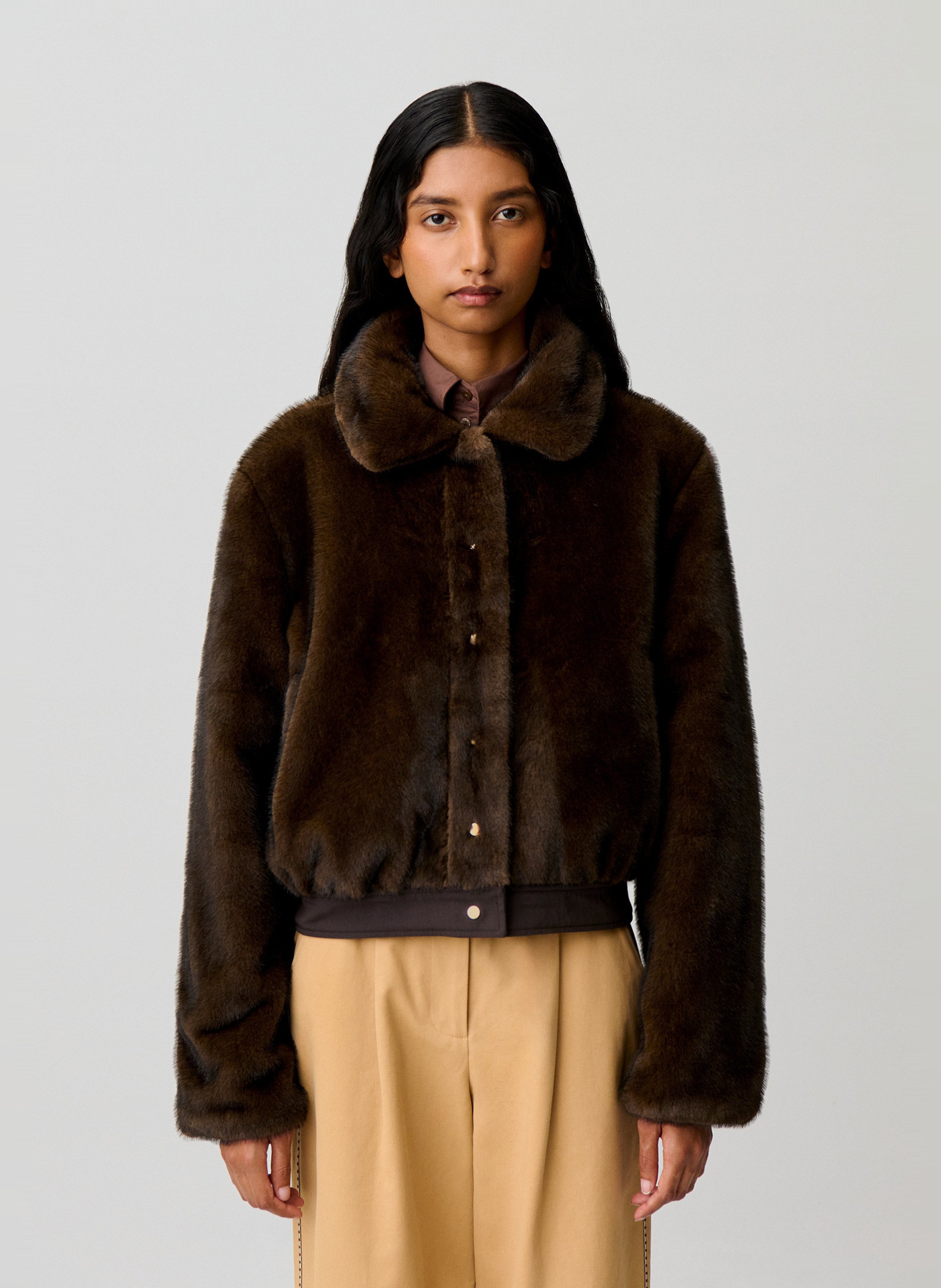 Parka col classique en coton mélangé CLAUDIE PIERLOT Marron