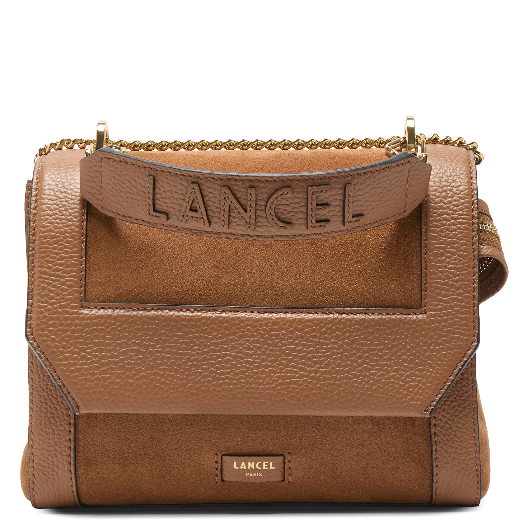 Leather flap shoulder bag LANCEL Beige