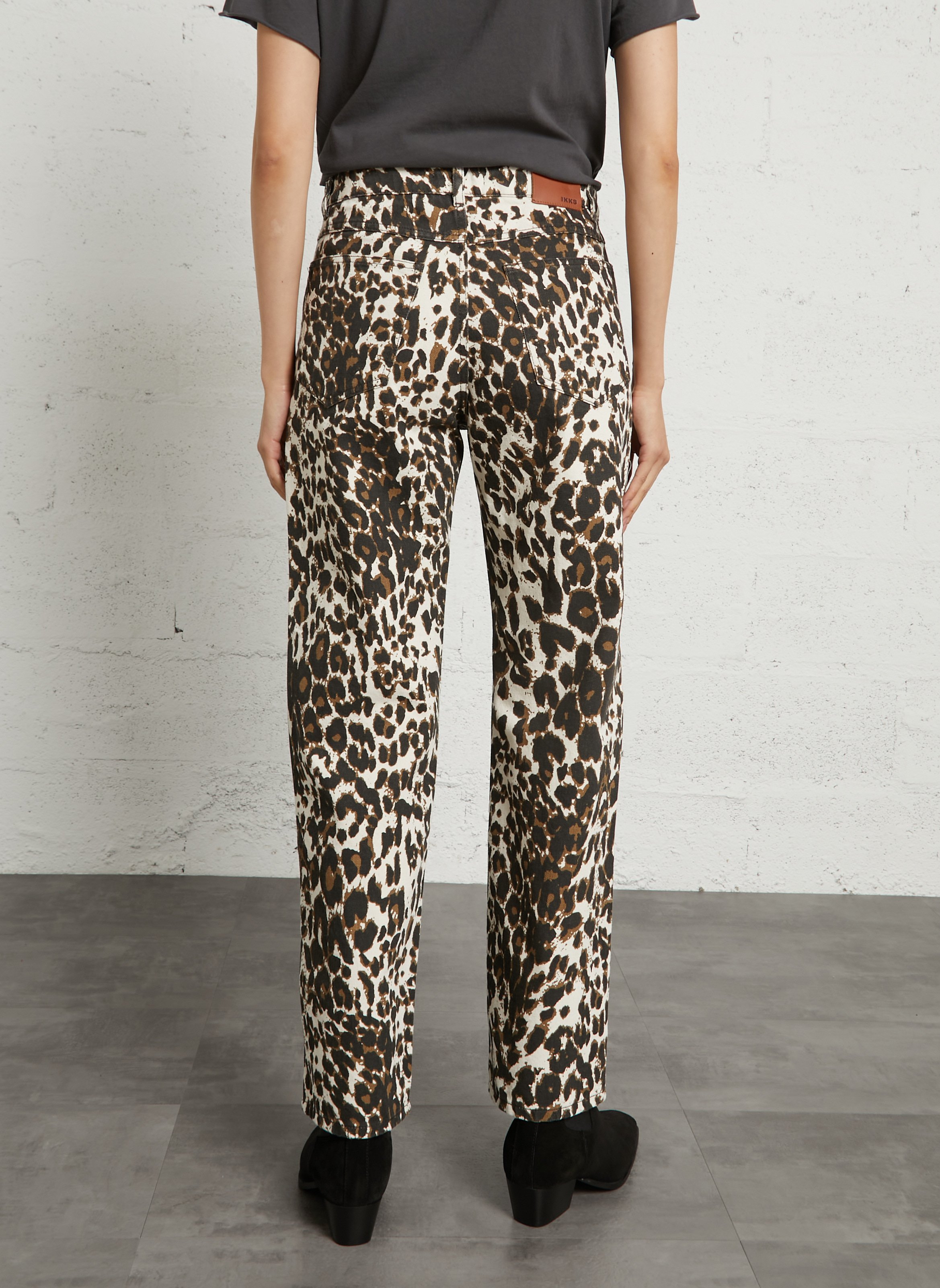 Gerade geschnittene Jeans mit Leopardenmuster aus Baumwolle IKKS Braun