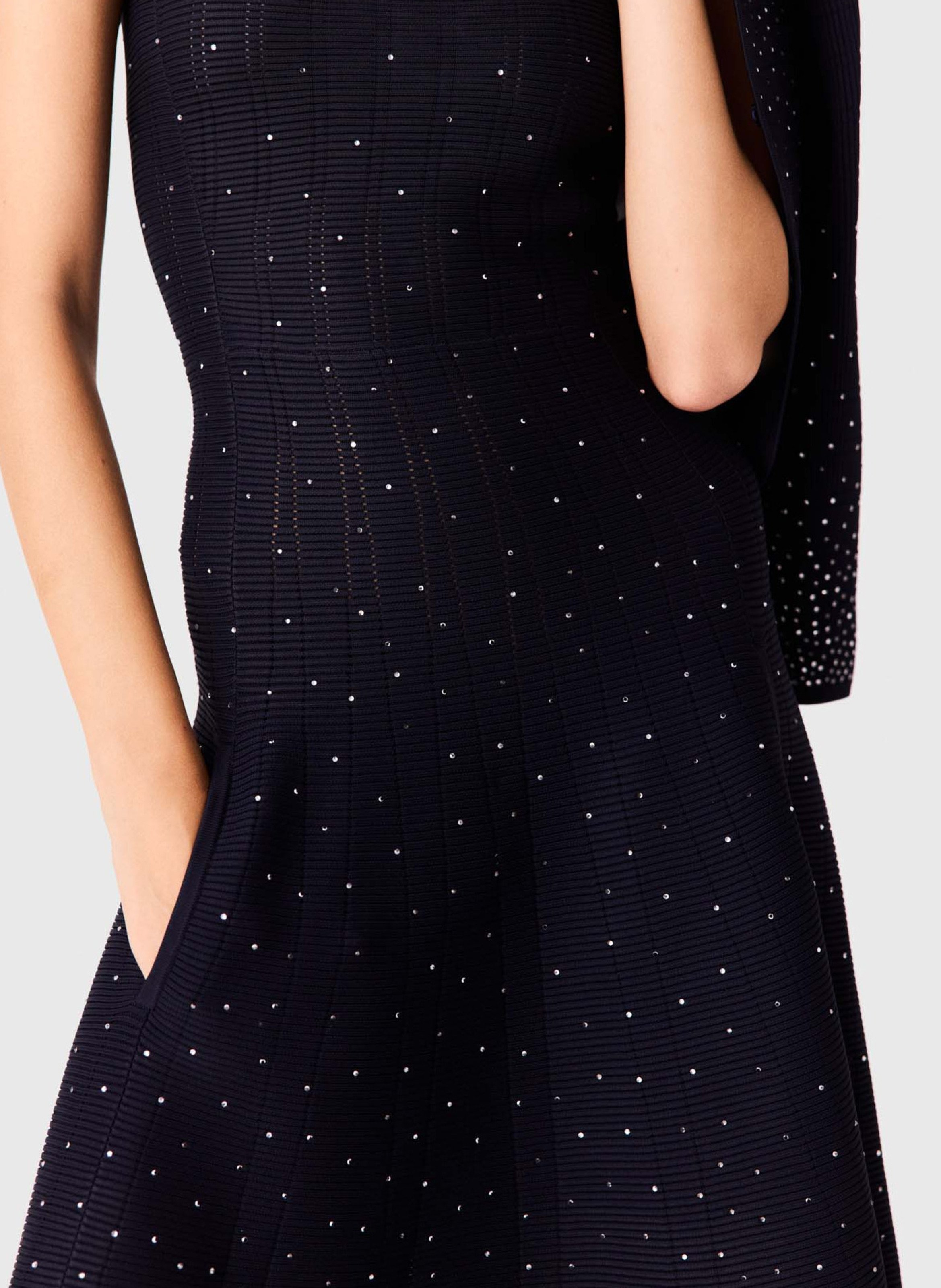 Robe midi évasée à strass MAJE Bleu