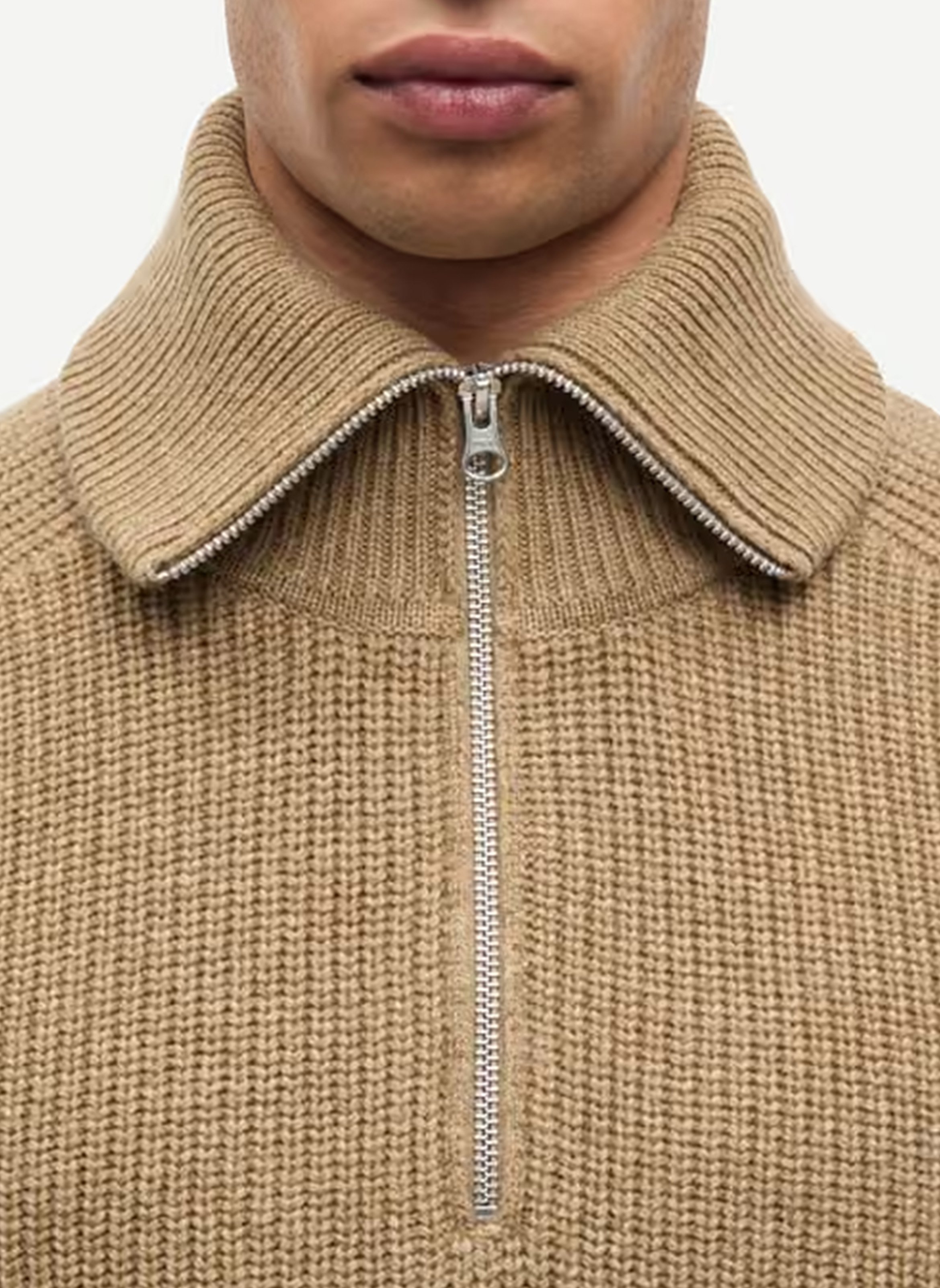 Gerader Pullover mit Reißverschlusskragen aus Wollmischung SAMSOE SAMSOE Grun