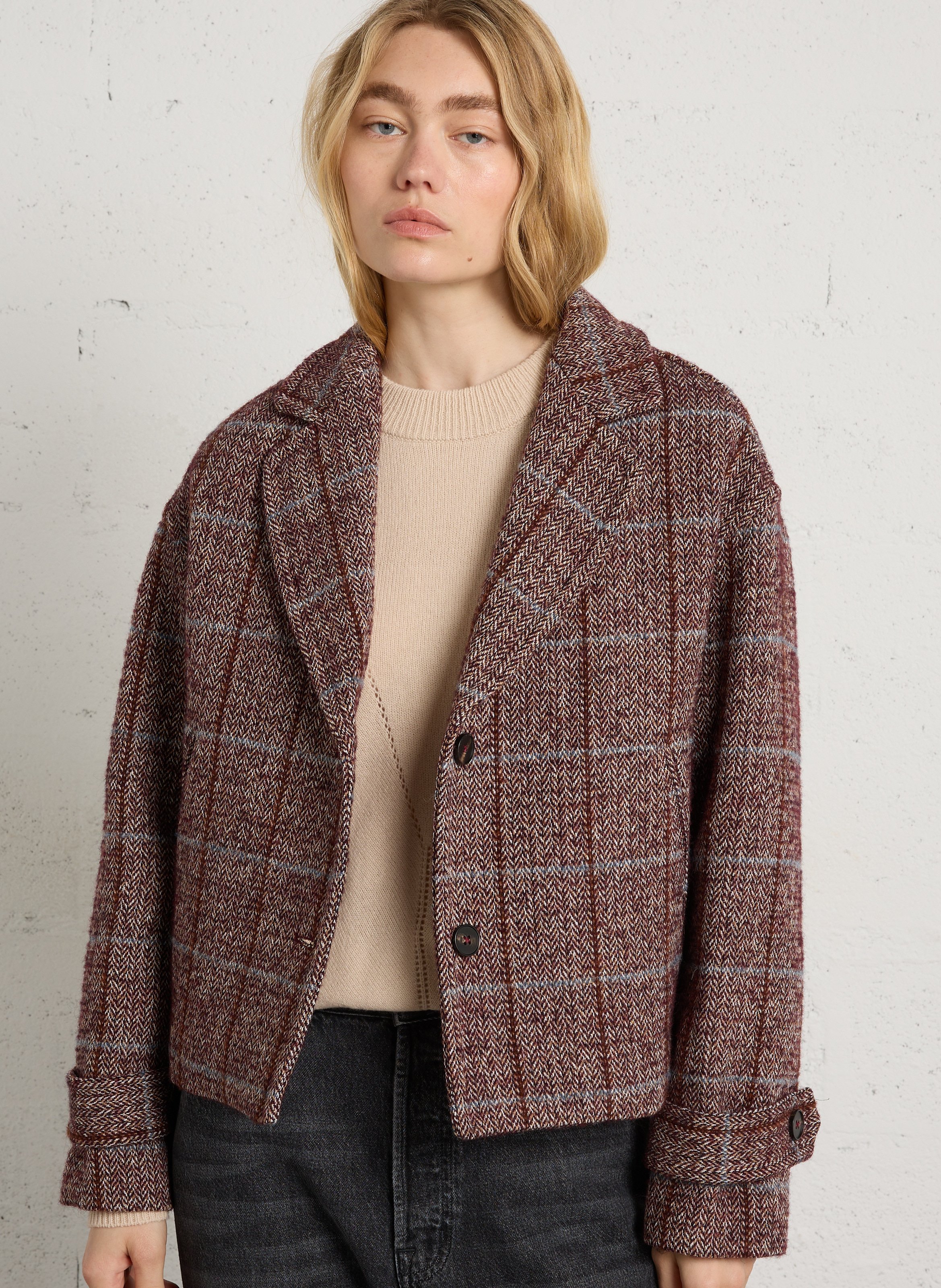 Oversized short checked coat MAISON HOTEL Multicolored