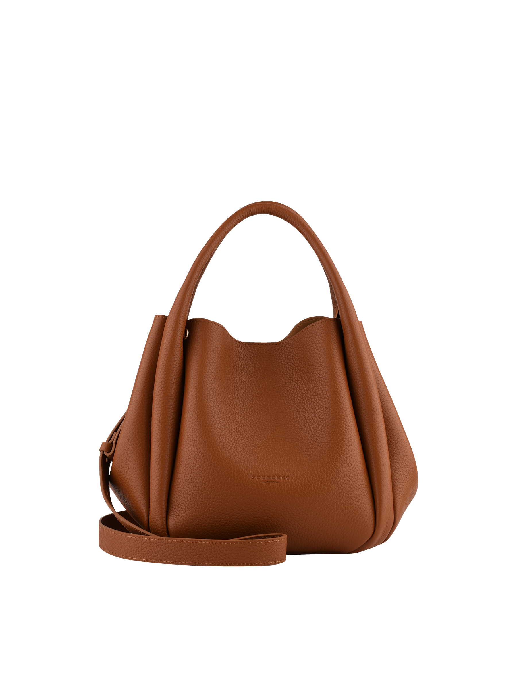 Calfskin leather handbag POURCHET Brown