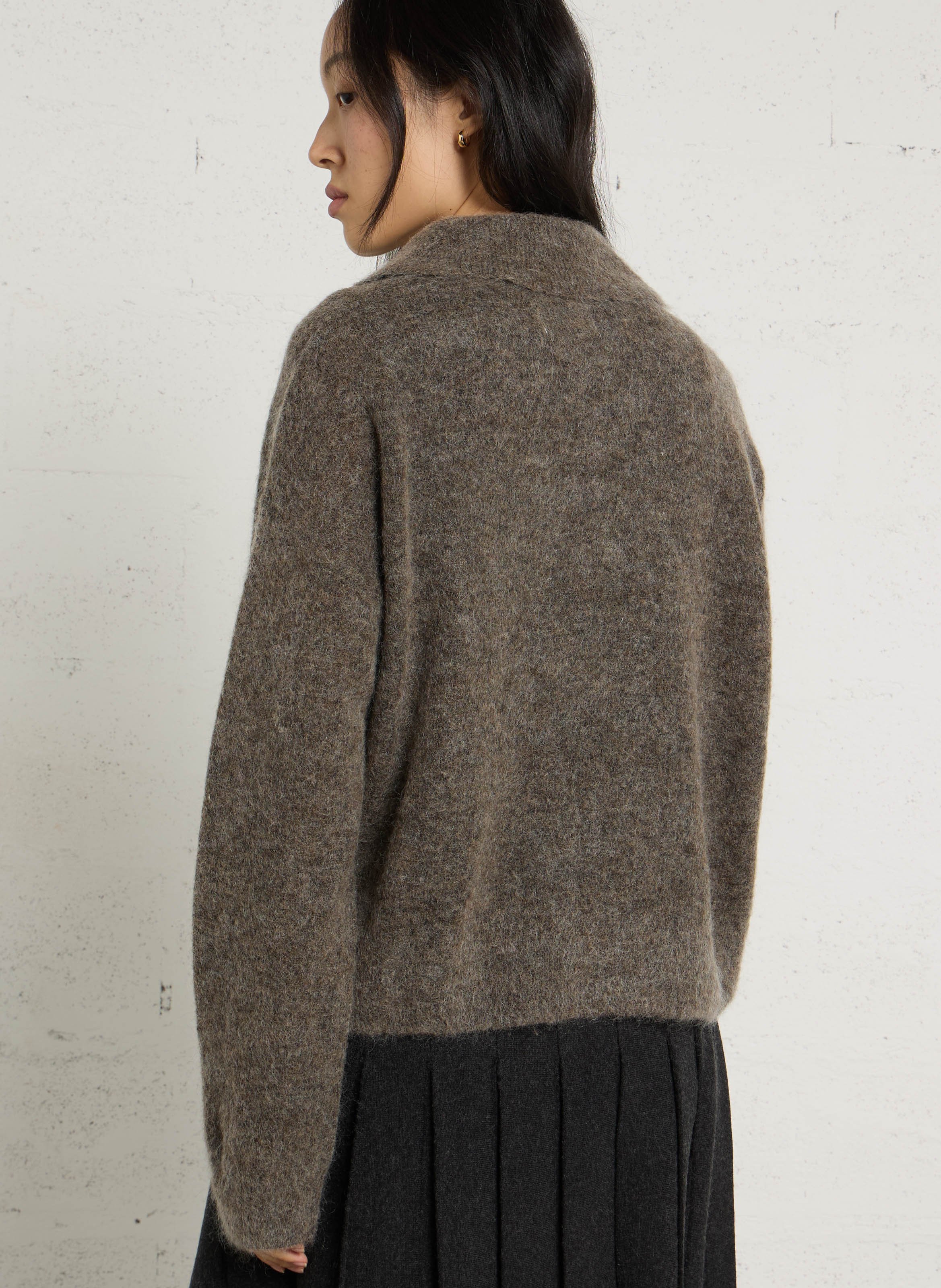 Straight fit polo collar sweater in blended wool DES PETITS HAUTS Grey