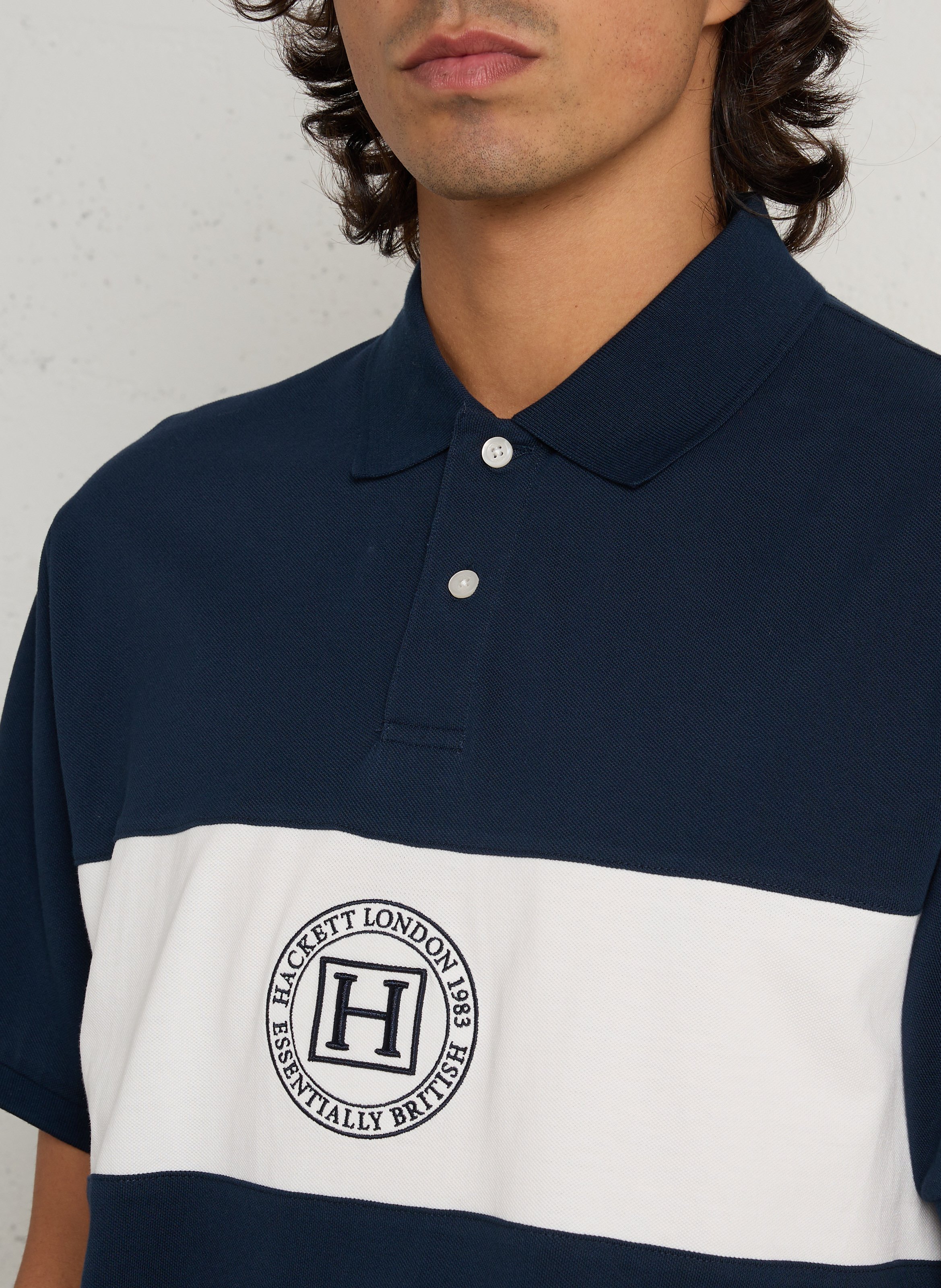 Poloshirt aus Baumwolle HACKETT Blau